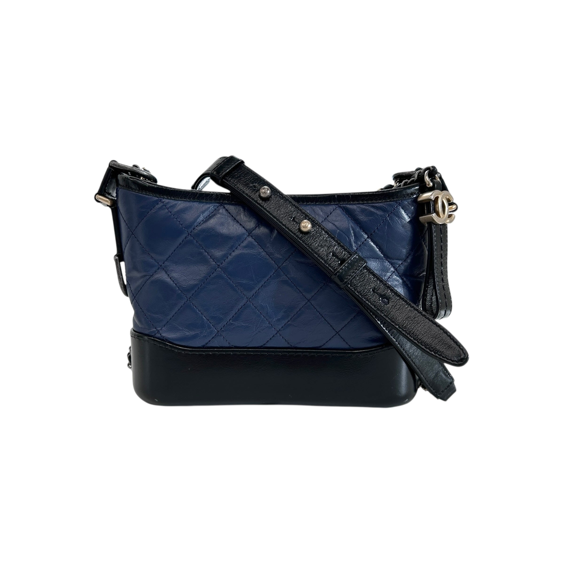 Blue Quilted Aged Calfskin Leather Small Gabrielle Hobo Bag w/GHW/SHW/RHW