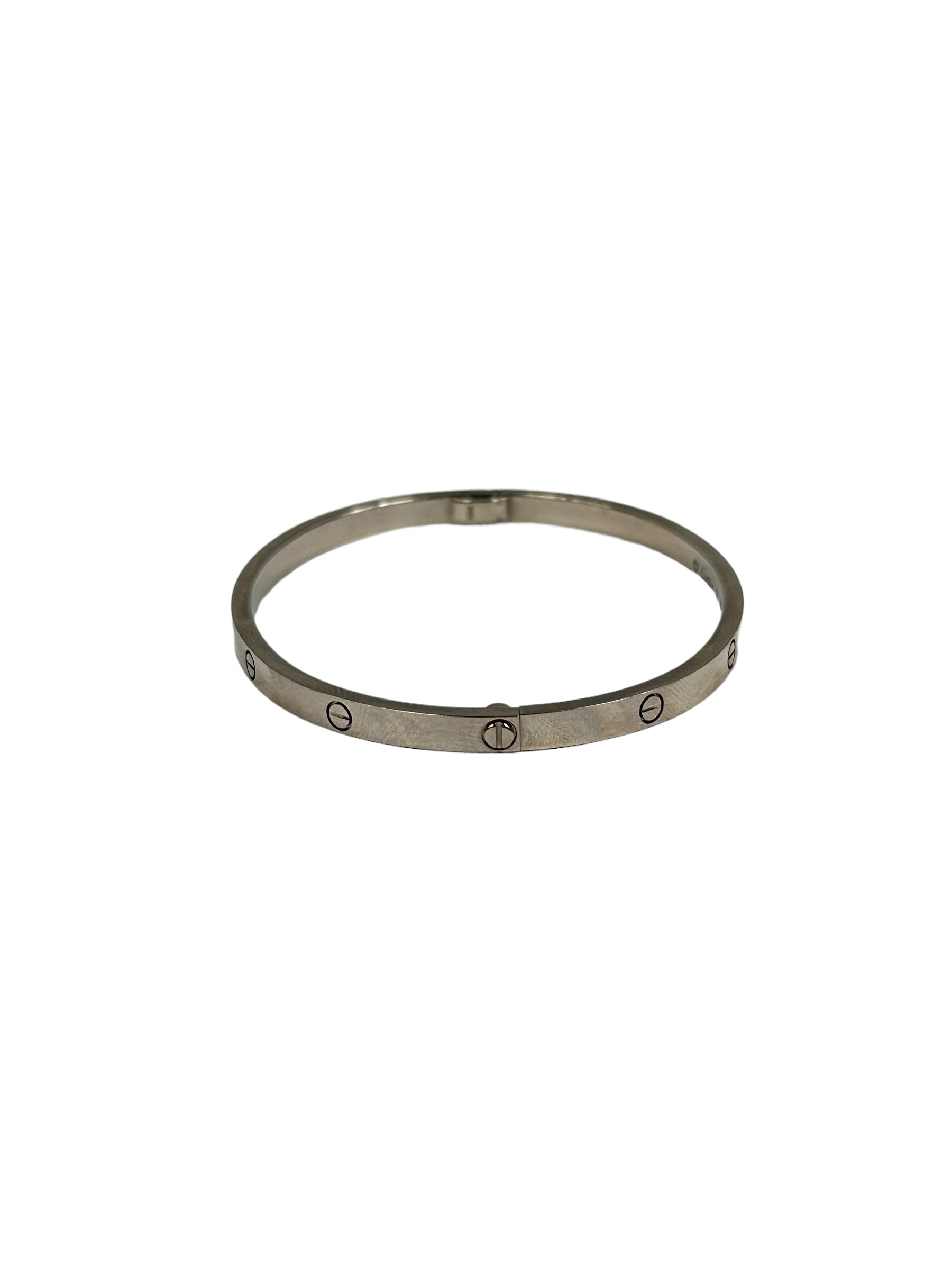 18K White Gold w/Rhodium Coating Love PM Bangle