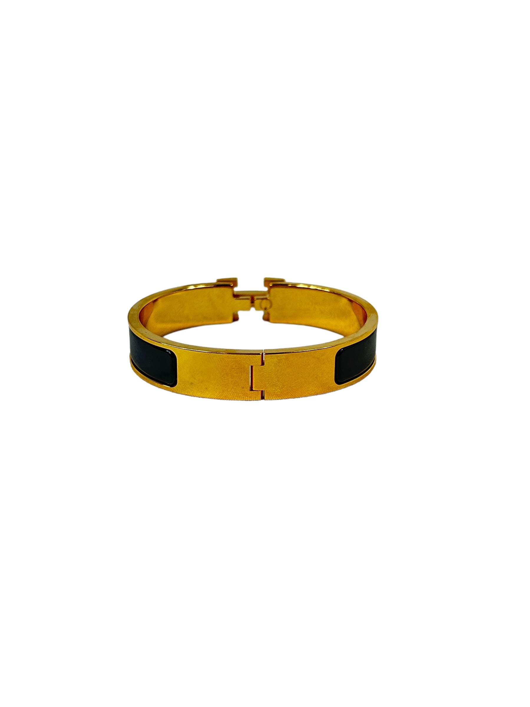 Black Enamel Clic H Gold Plated PM Bracelet