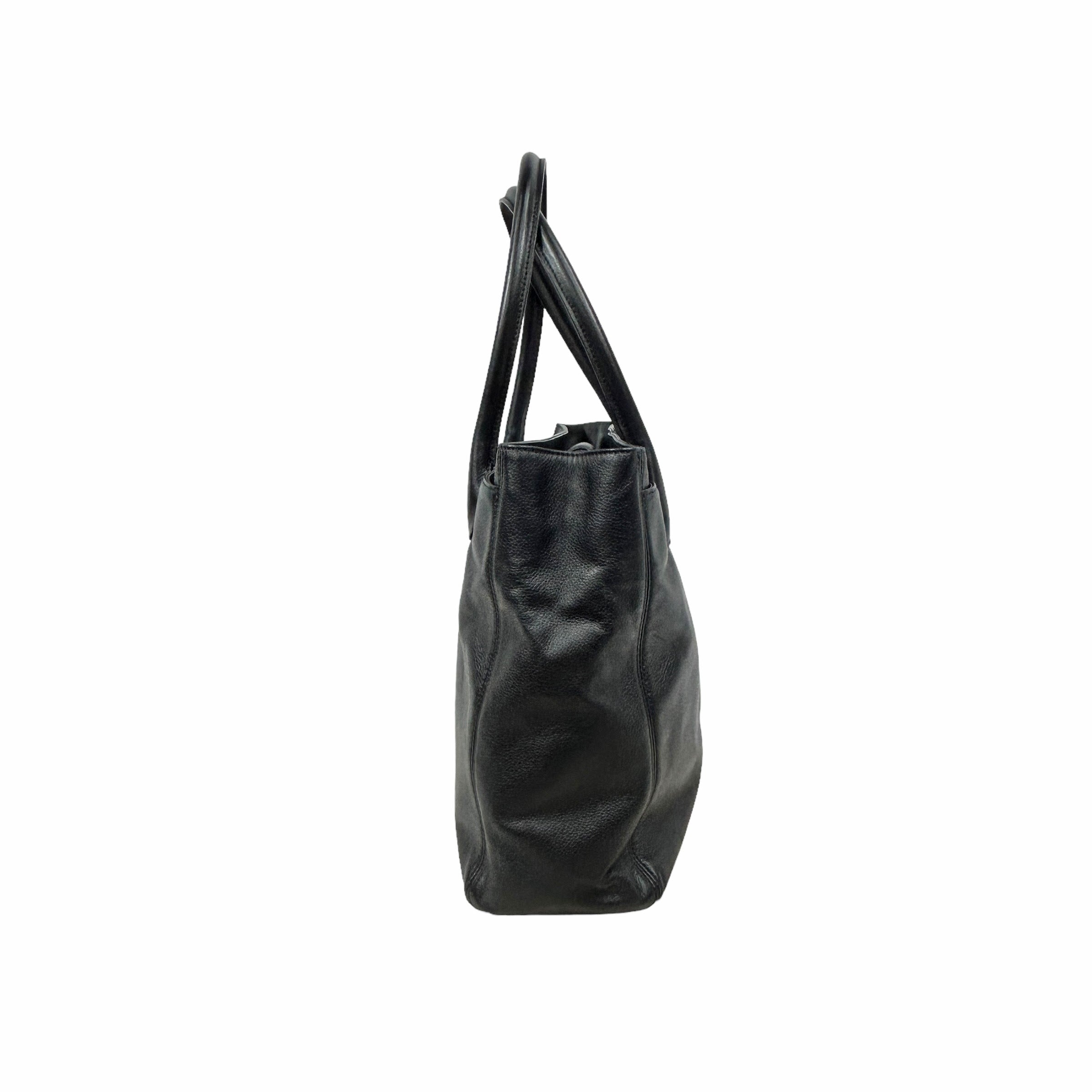 Black Grained Vintage Tote W/GHW