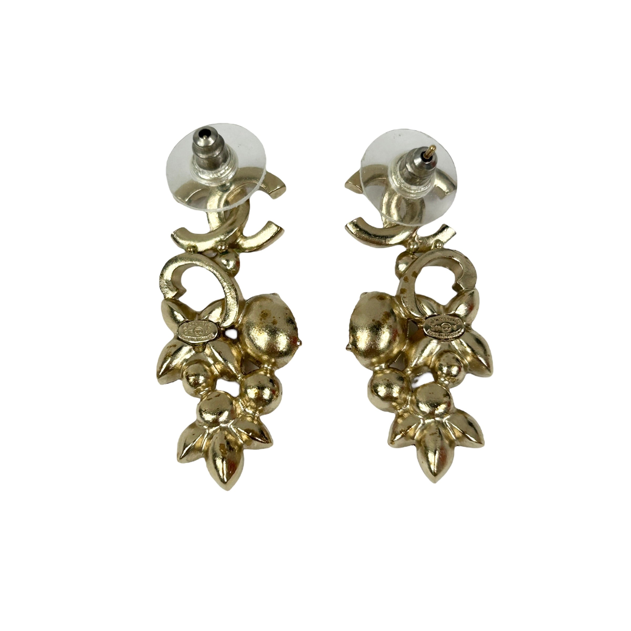 CC Gold Semi- Precious Gemstone Floral Drop Earrings