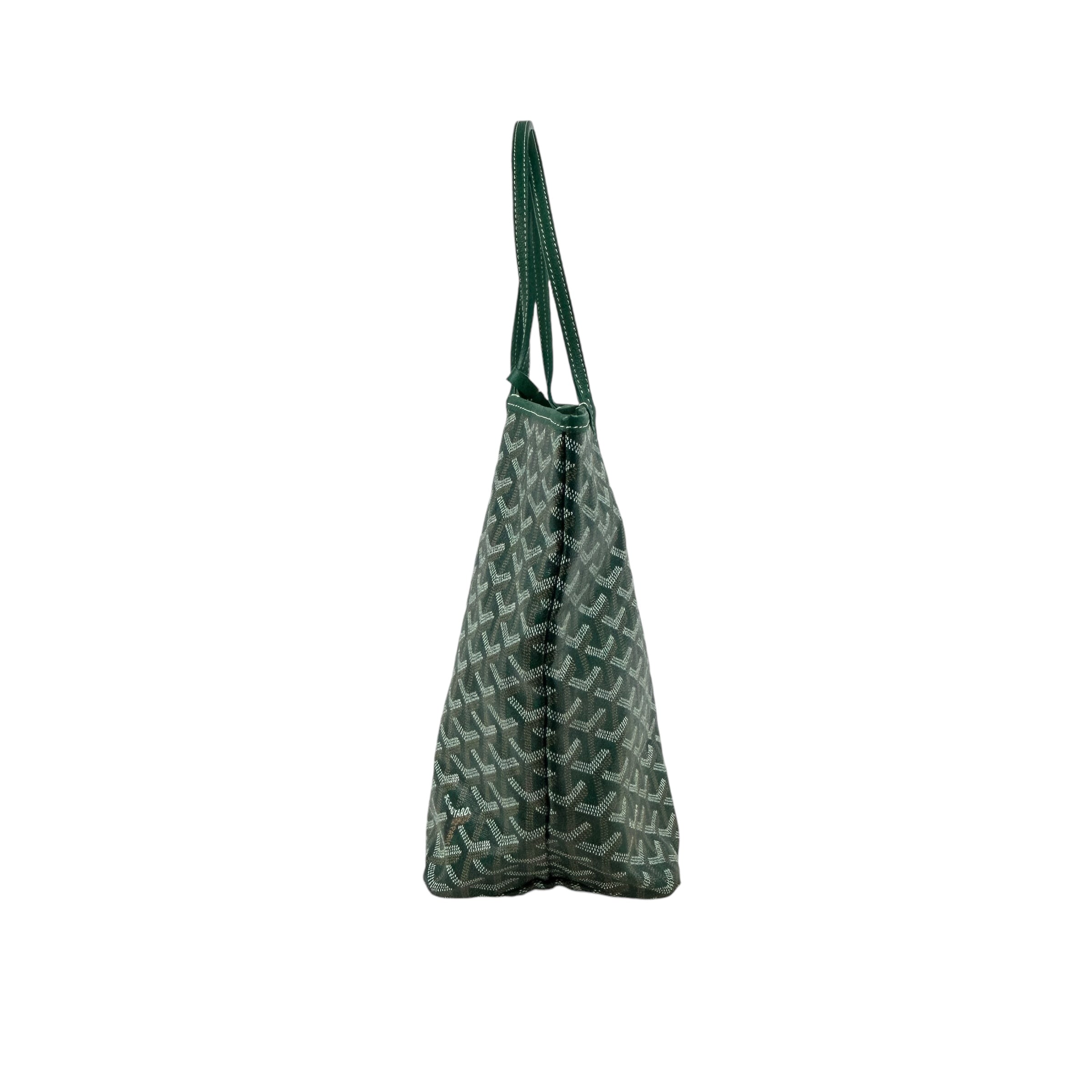 Green Goyardine Canvas and Calfskin Saint Louis PM Tote