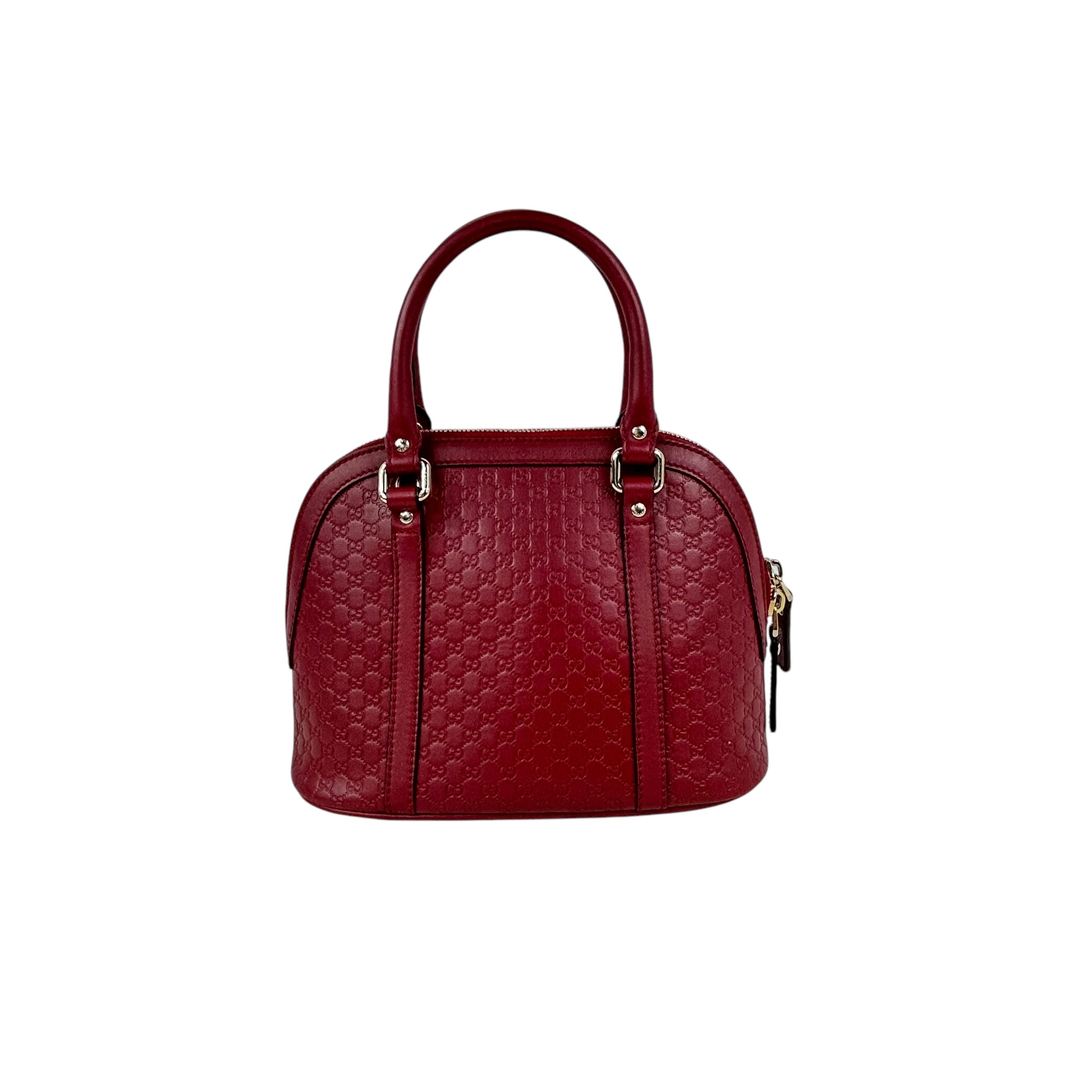 Micro Mini Red Monogram GG Guccissima Leather Dome Top Handle Bag w/ GHW