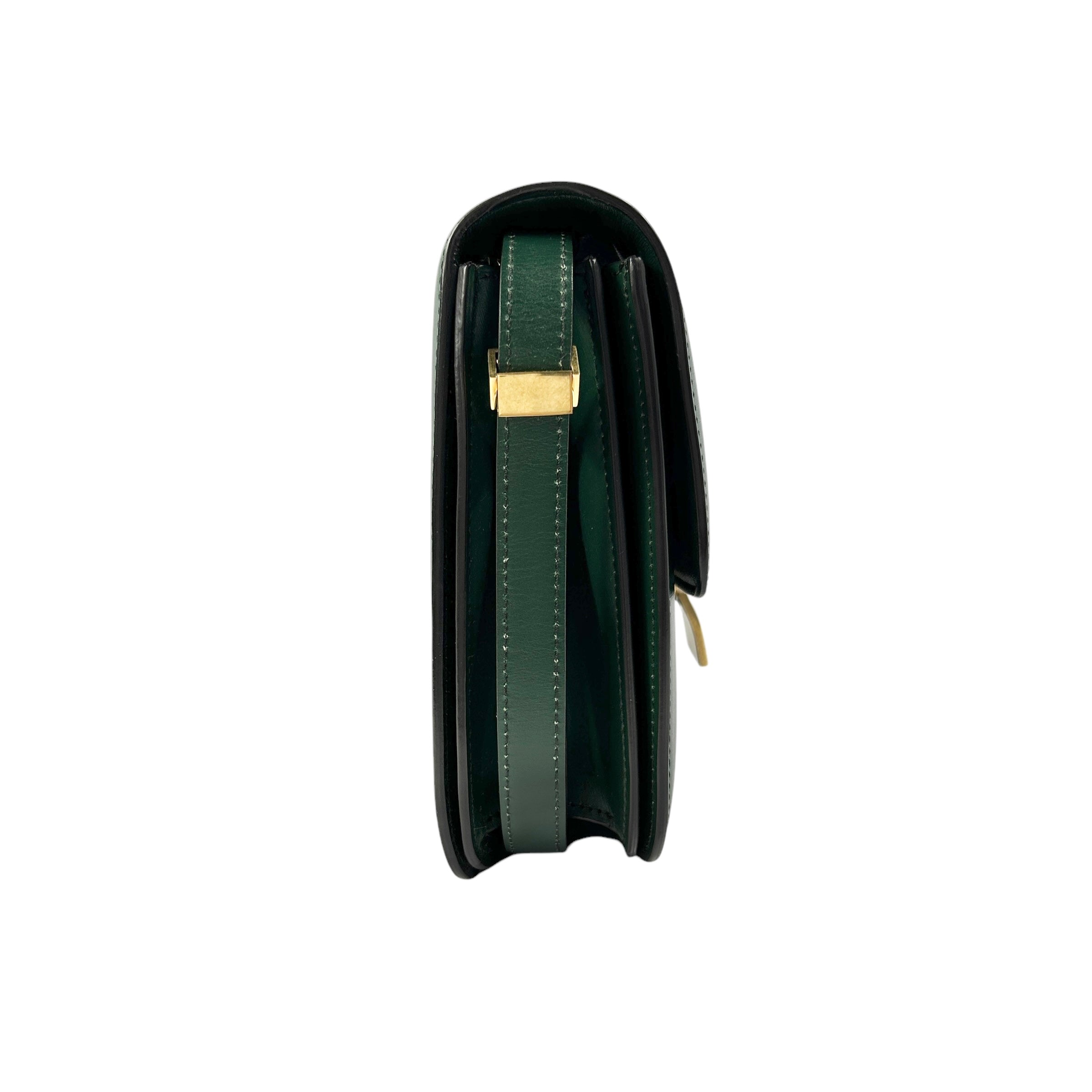 Dark Green Medium Classic Calf Box Bag w/AGHW