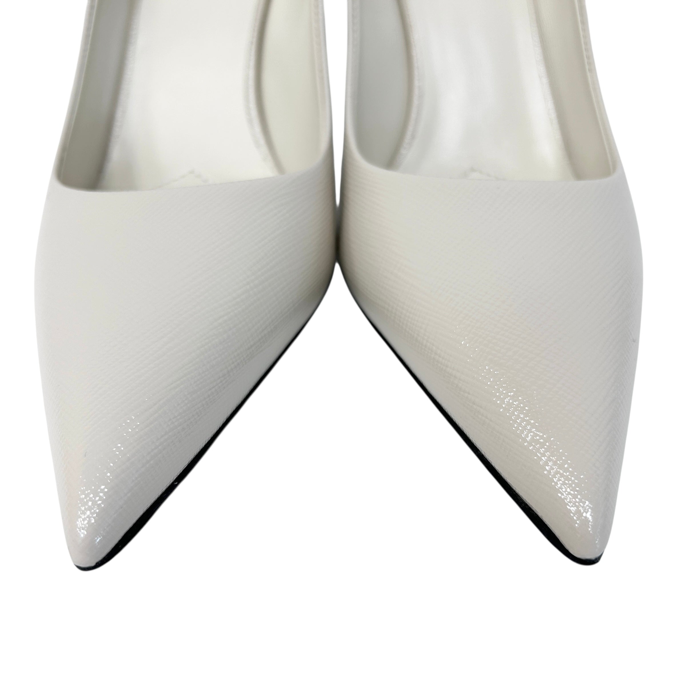 Cream Saffiano Pointed Toe Pumps