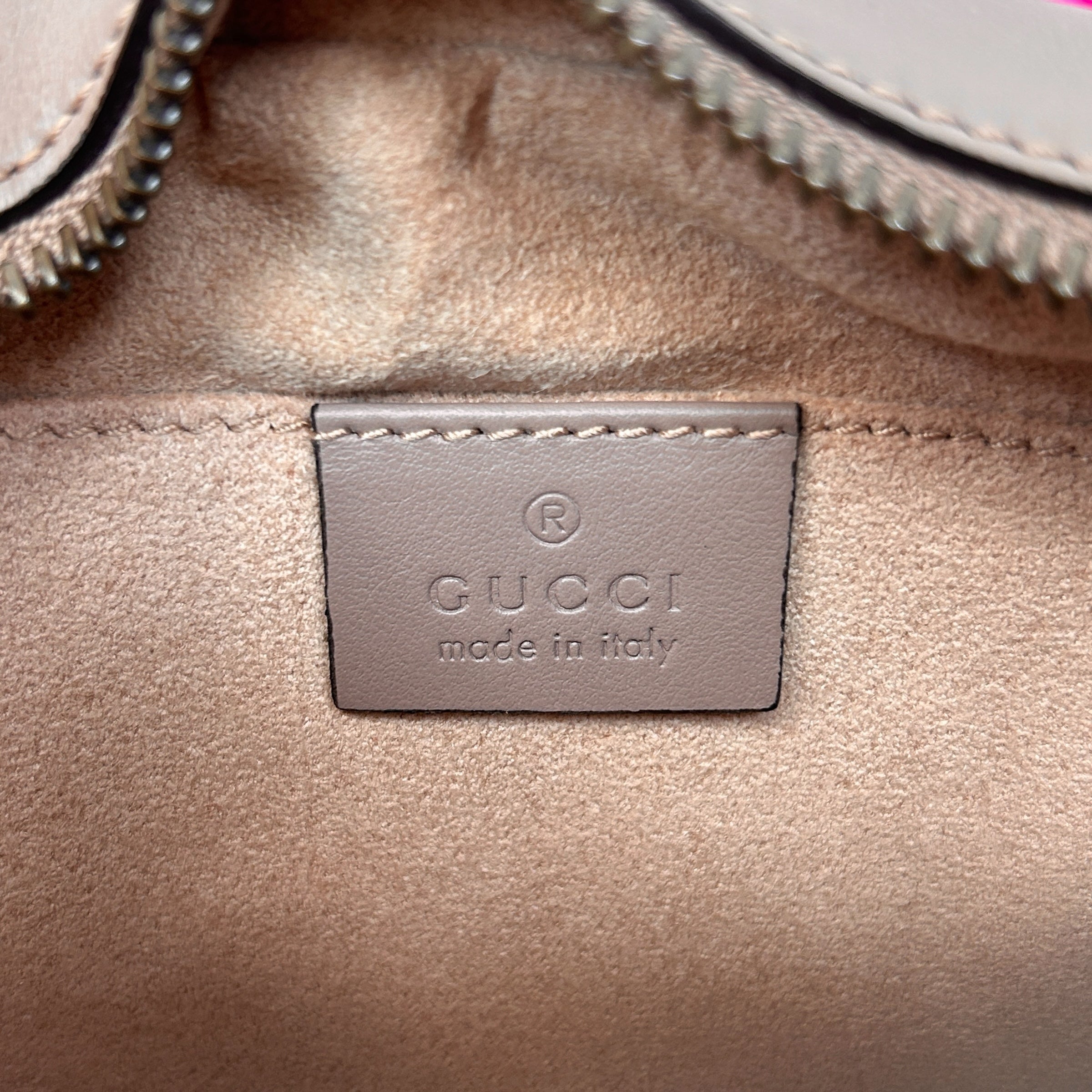 Taupe Quilted Leather Marmont Mini Camera Bag w/GHW