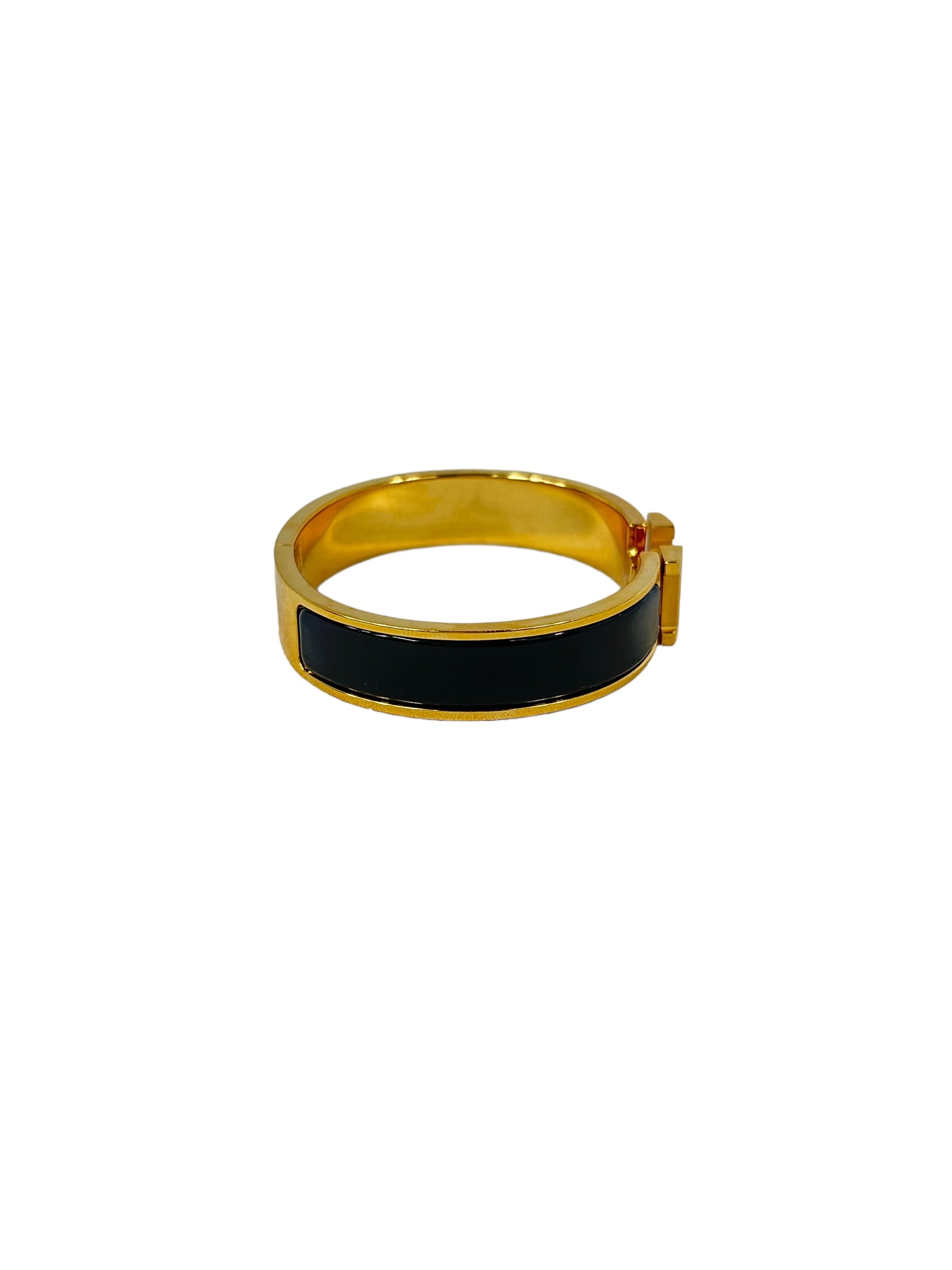 Black Enamel Clic H Gold Plated PM Bracelet