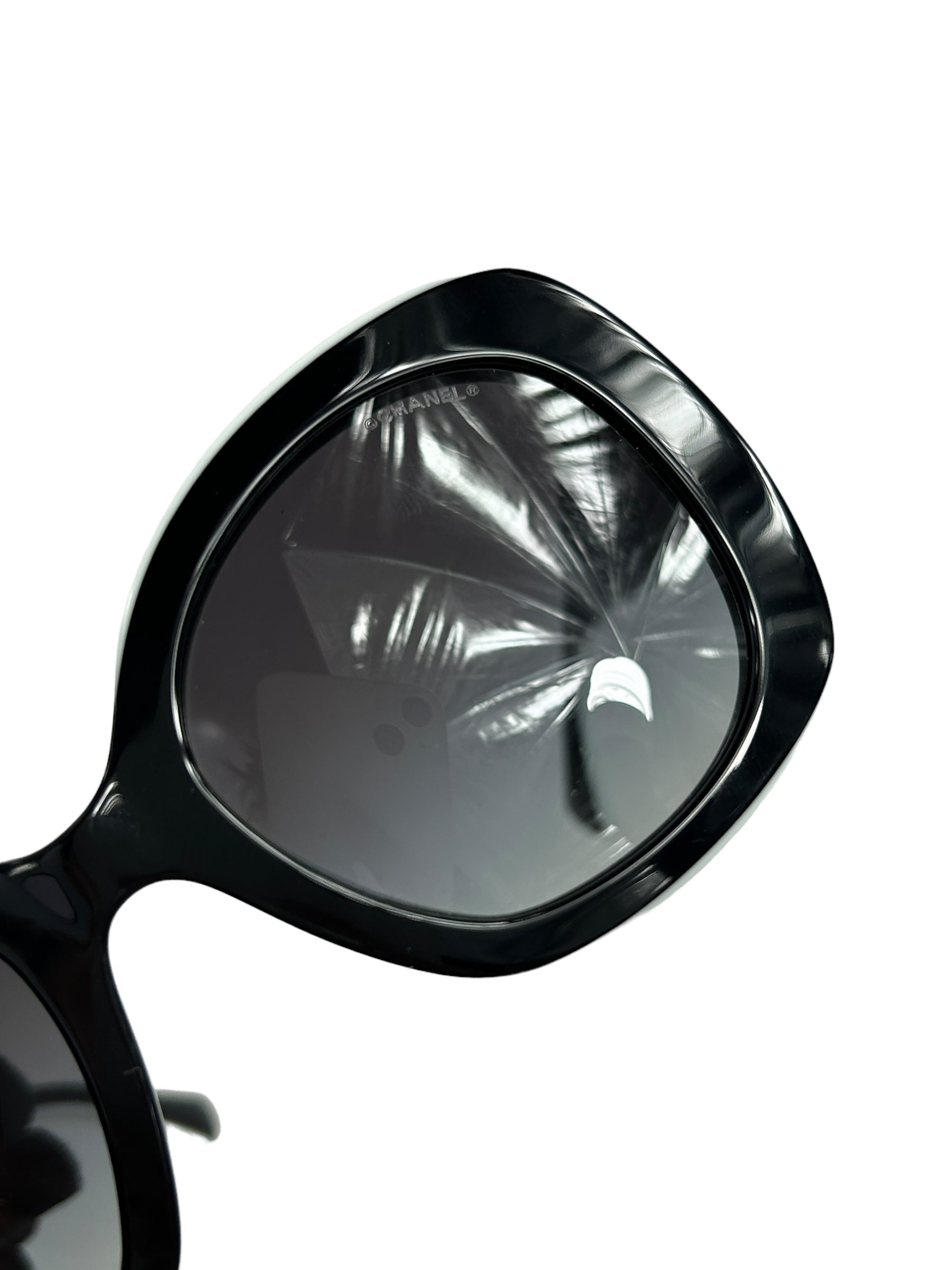 Black/White Square Acetate Sunglasses