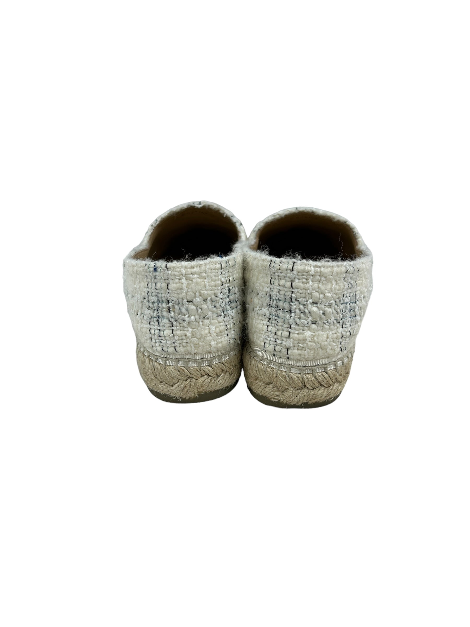 Black/ White Tweed Fabric Espadrilles