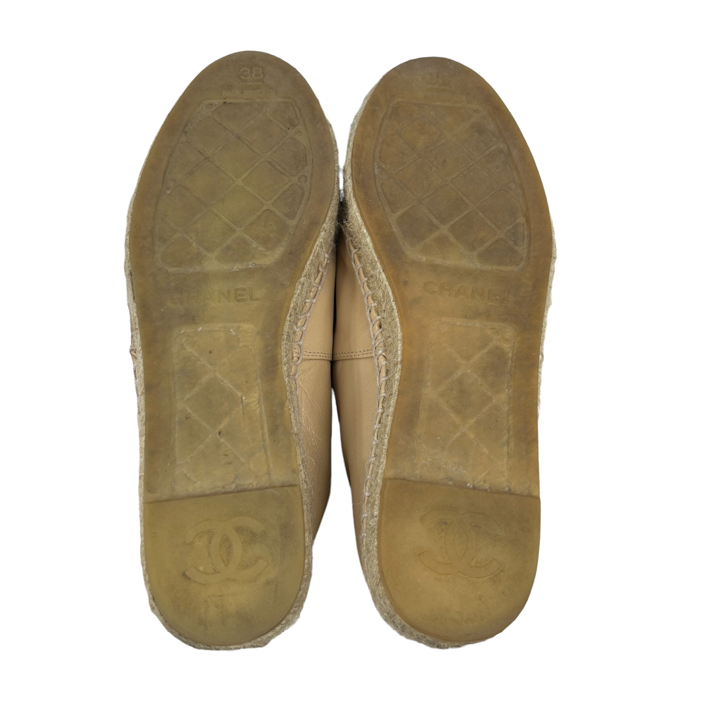 Two Tone Nude/Black Calfskin Leather Espadrilles