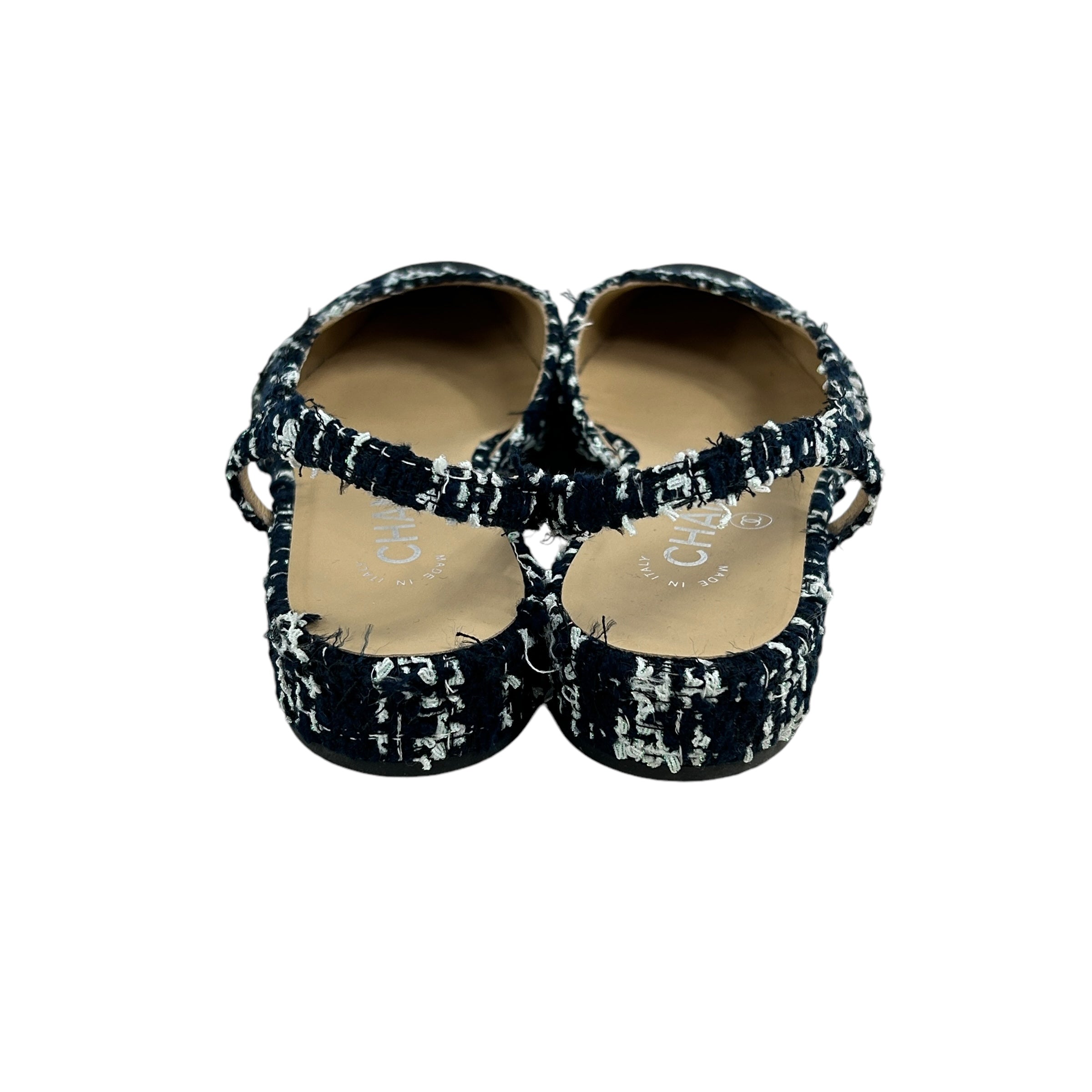 Black/White Sparkle Tweed Toe Cap Kitten Heels w/SHW