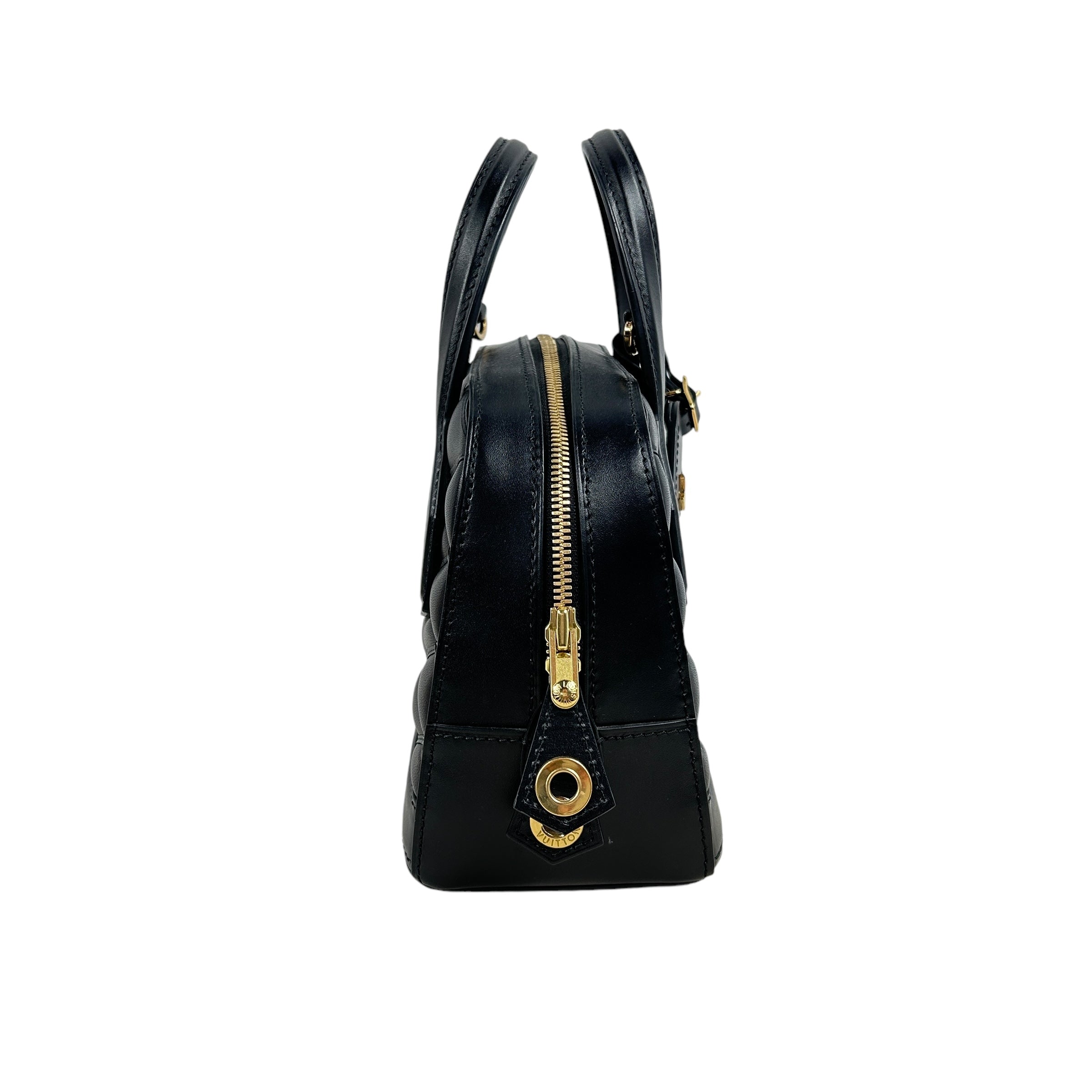 Black Lambskin Leather Malletage Dora BB Bag