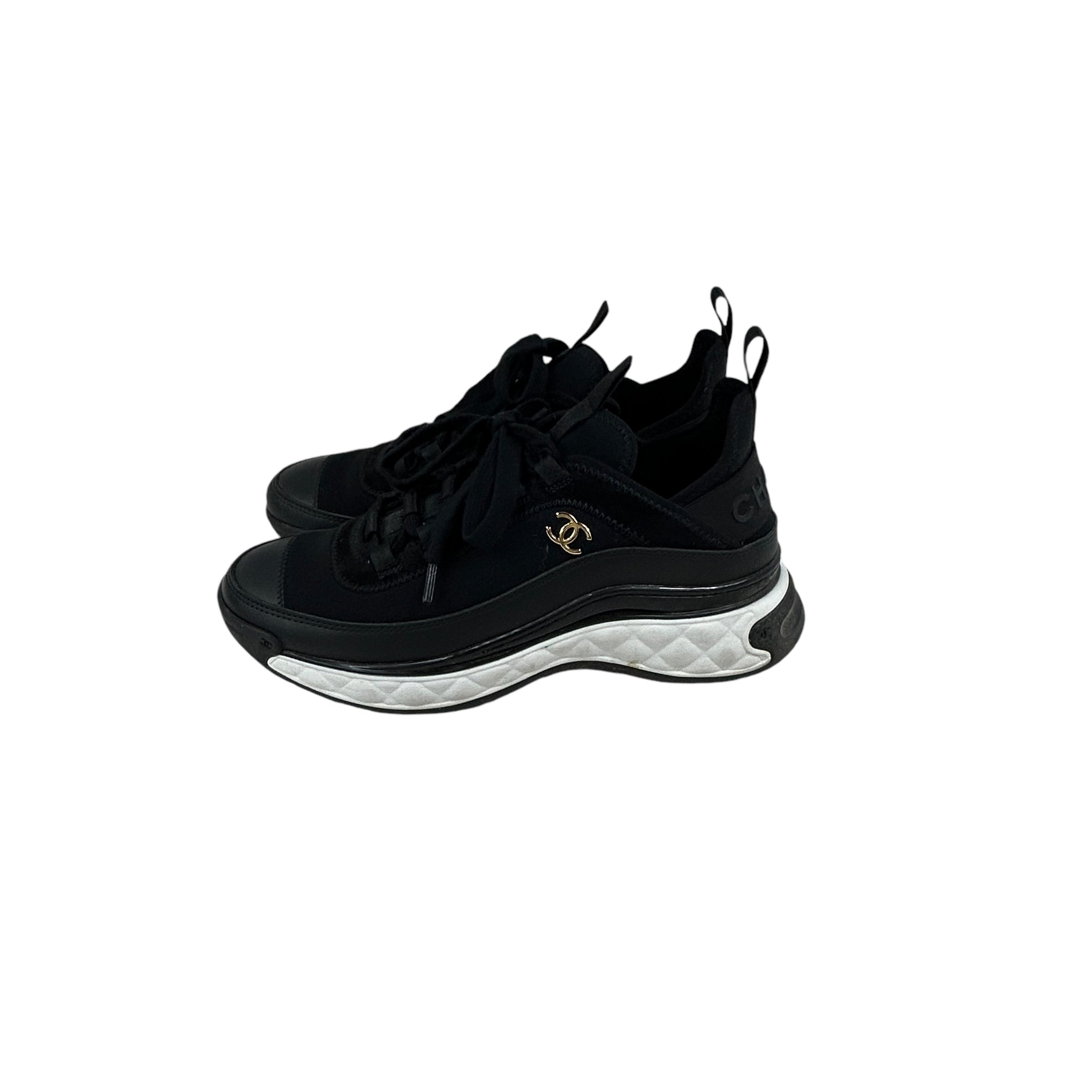 Black Velvet Calfskin and Mixed Fibers Tennis Sneaker w/GHW