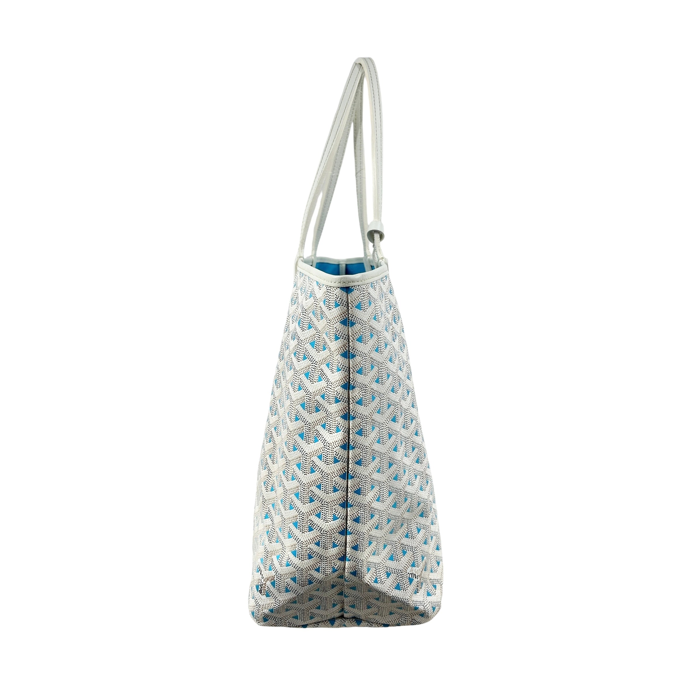 Limited Edition Blue and White Goyardine Canvas and Calfskin Saint Louis Claire-Voie PM Tote