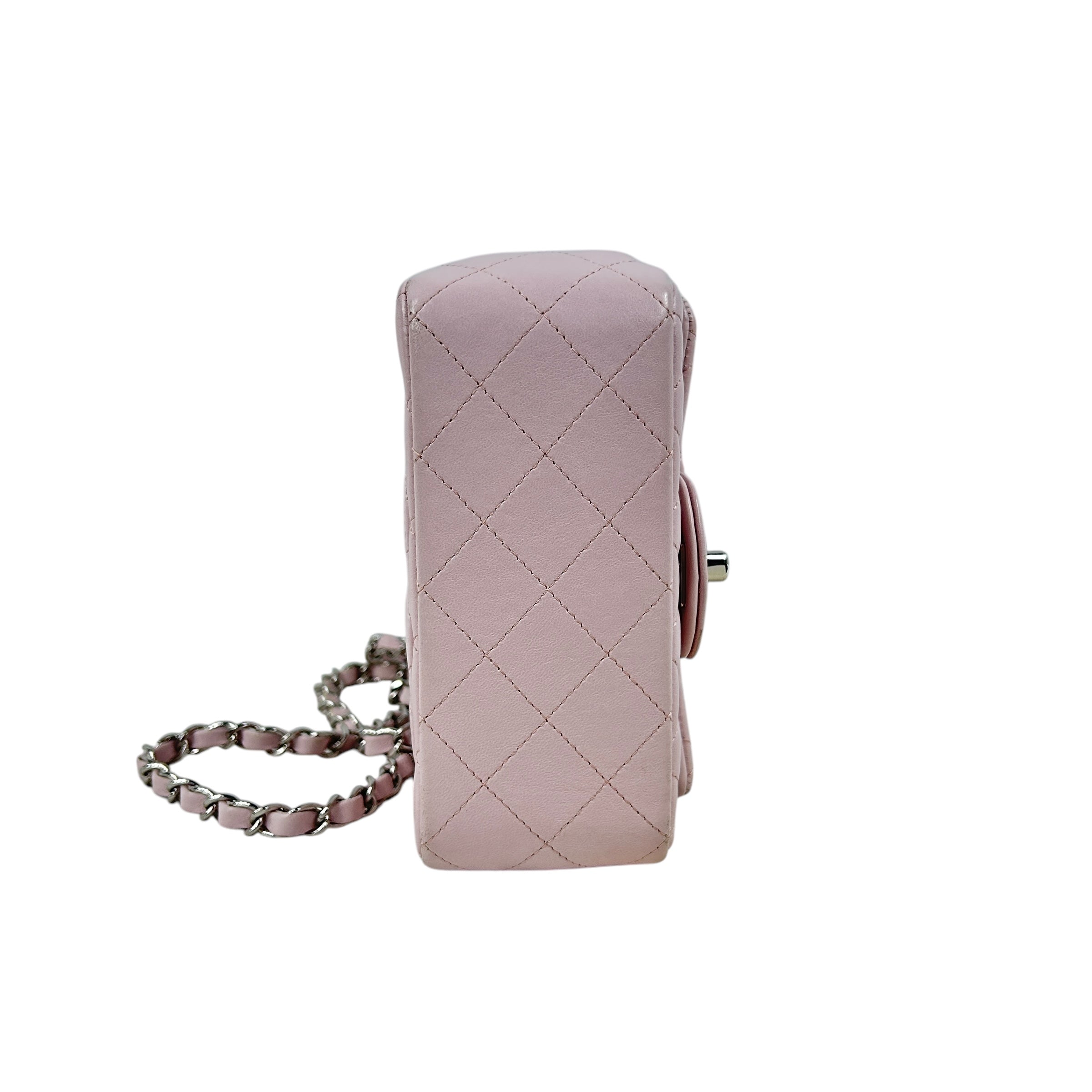 Light Pink Quilted Lambskin Mini Square w/SHW