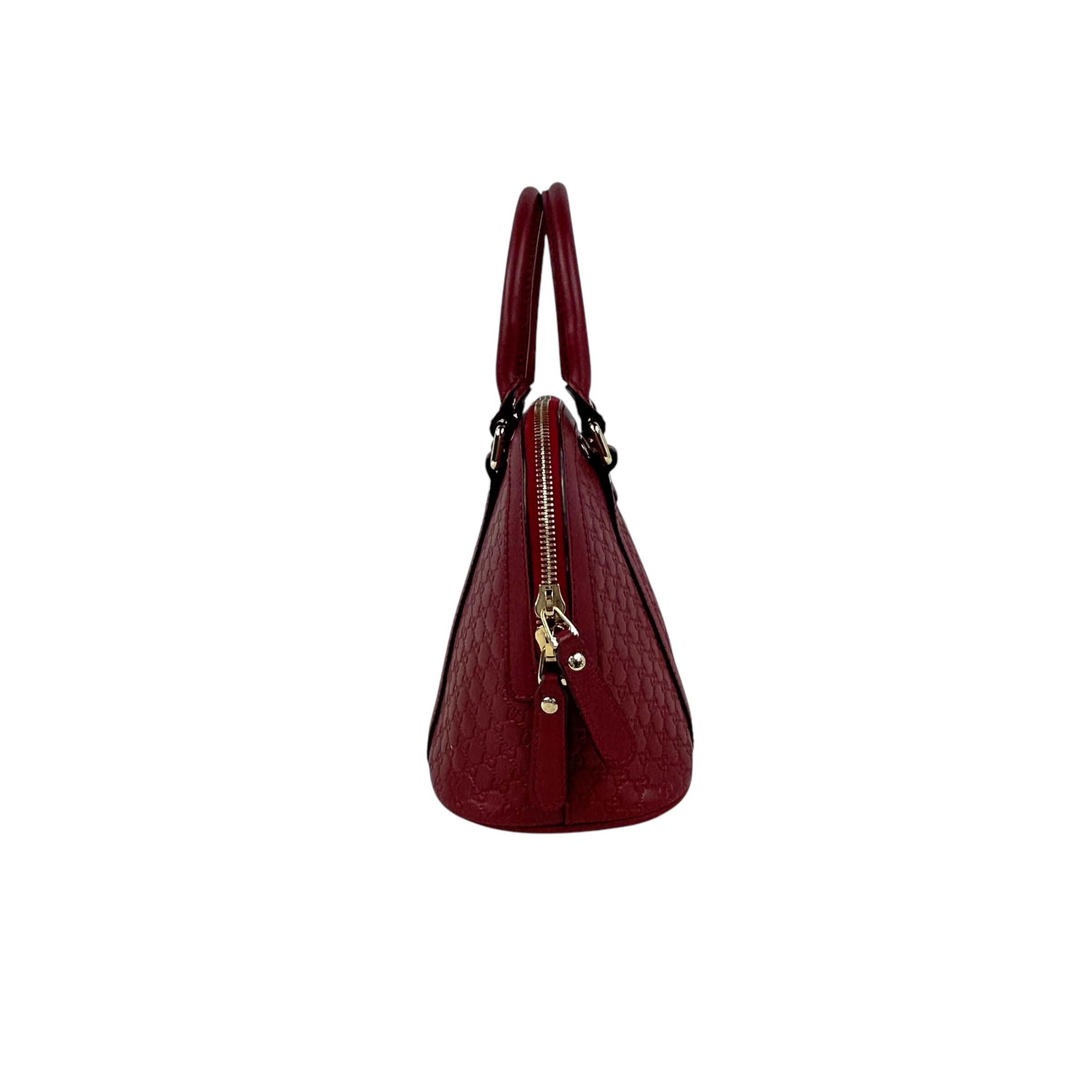 Micro Mini Red Monogram GG Guccissima Leather Dome Top Handle Bag w/ GHW