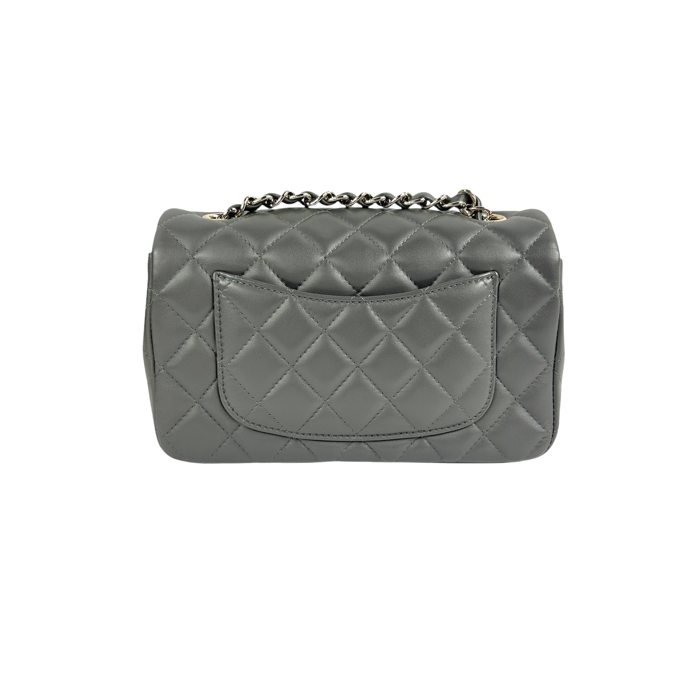 Grey Lambskin Mini Rectangular w/ LGHW