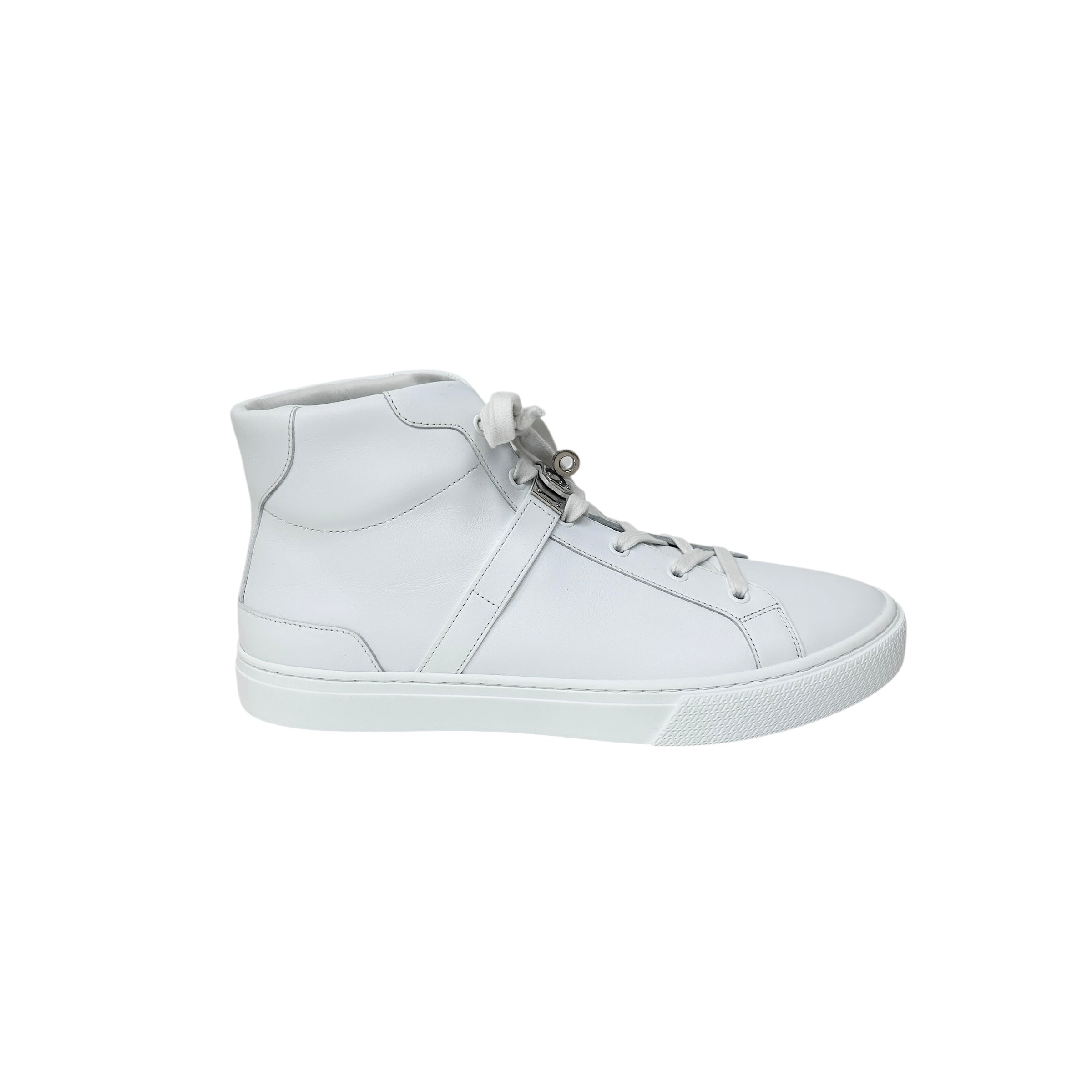 White Calfskin Leather DayDream Men’s High Top Sneakers w/PHW