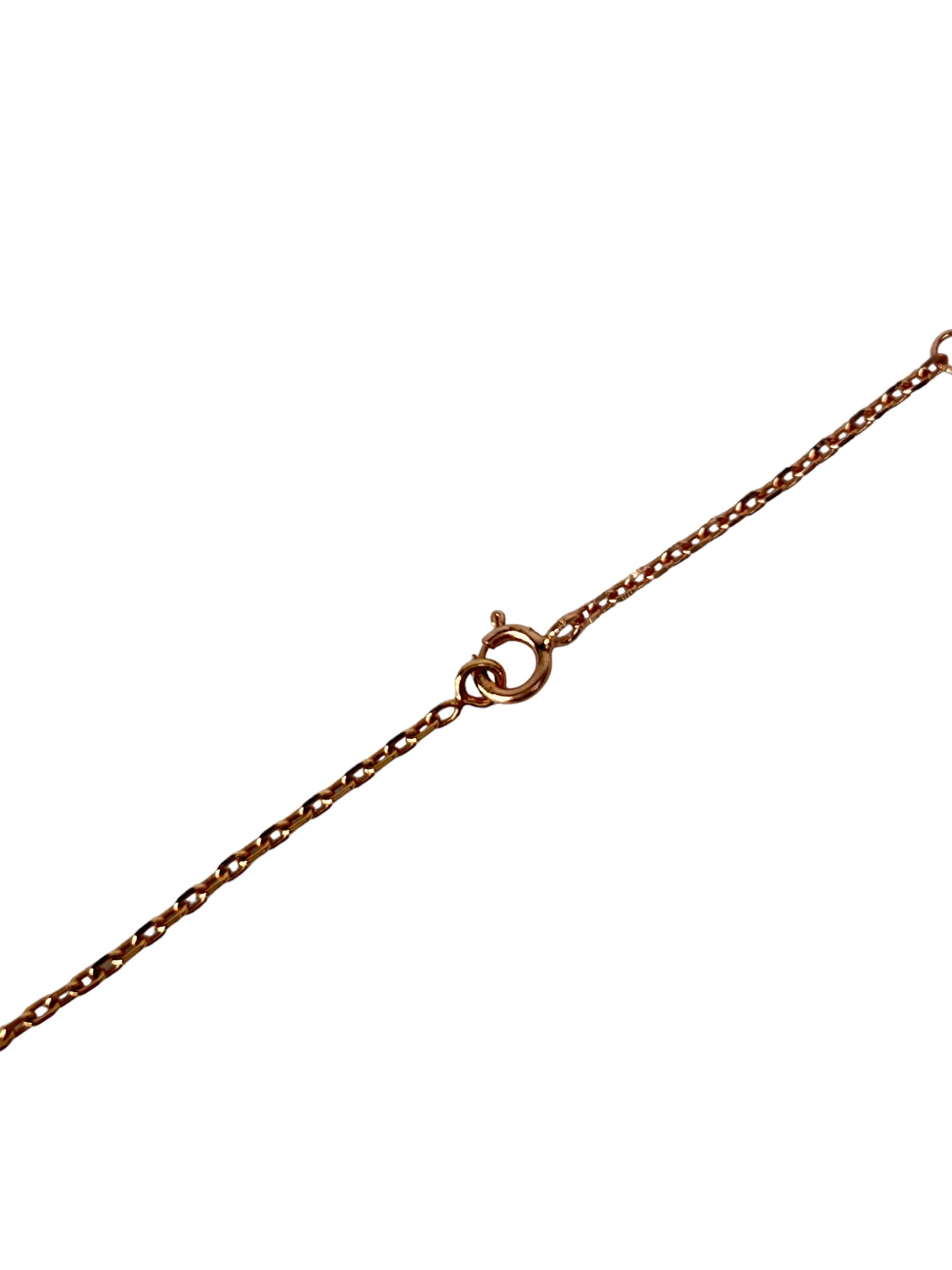 Mini H Pop Blue Enamel Rose Gold Pendant Necklace
