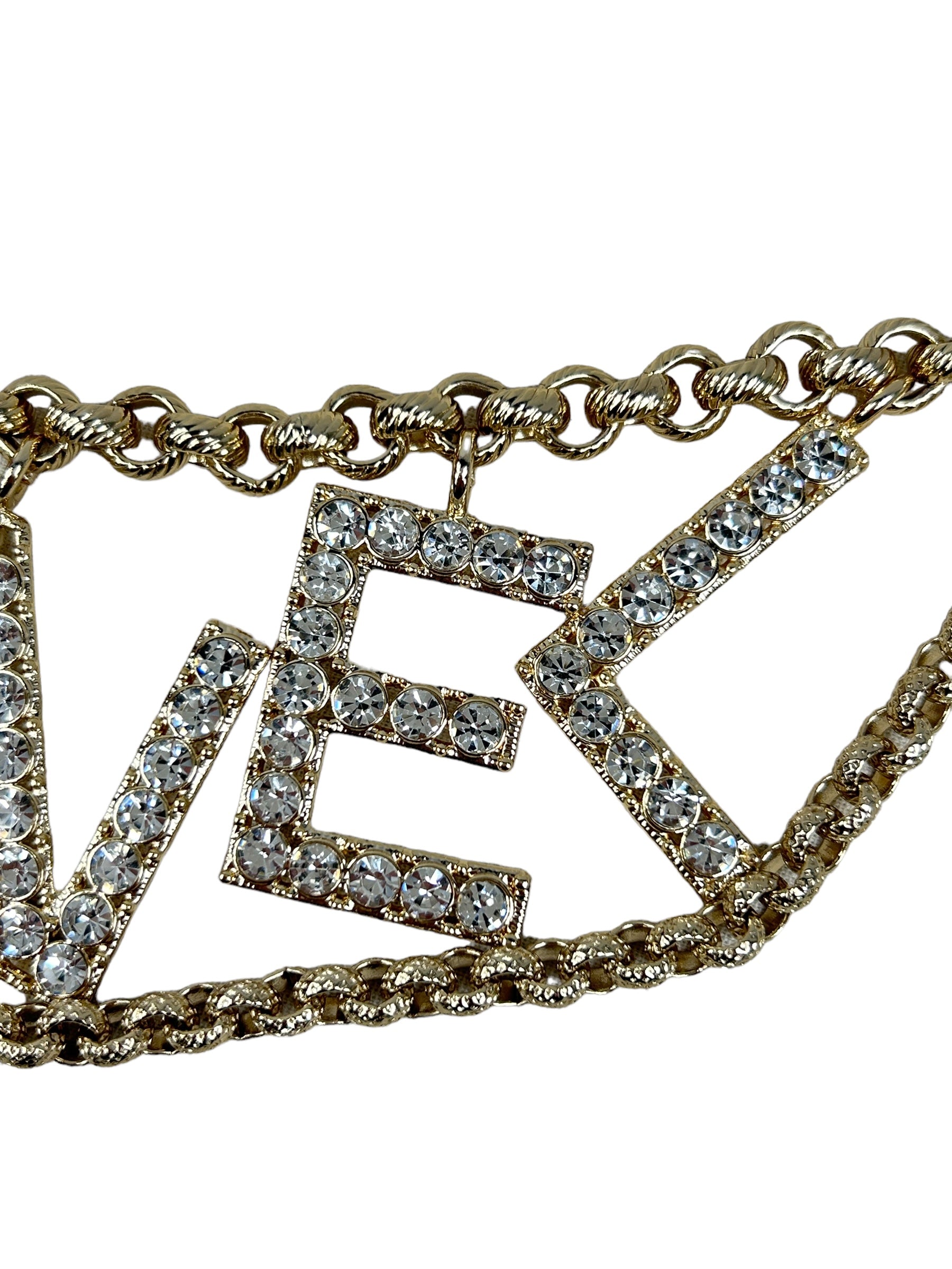 Limited Edition Gold Plated & Crystal Chanel Logo Chain Belt