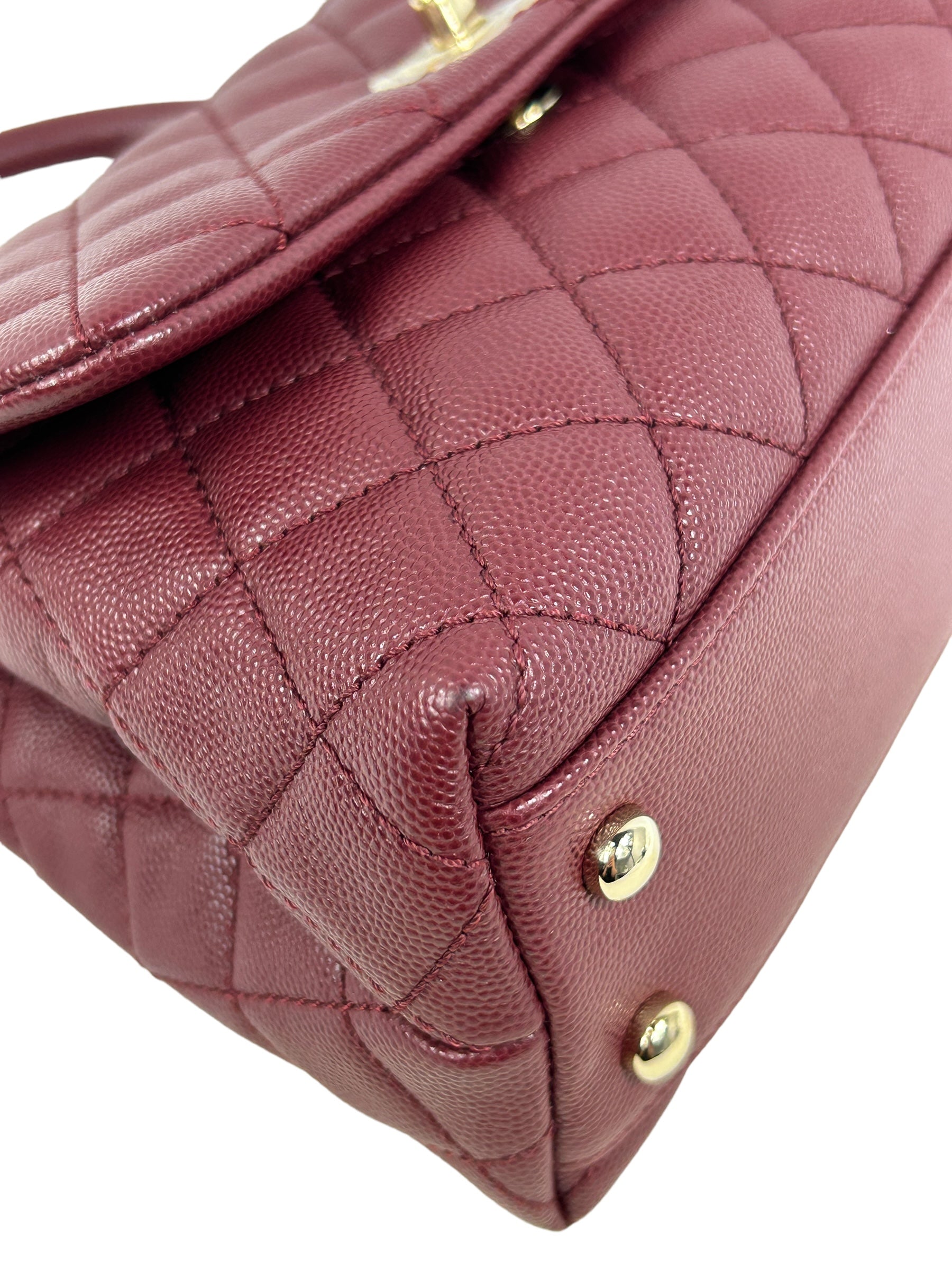 Burgundy Small Caviar Quilted Coco Handle w/GHW