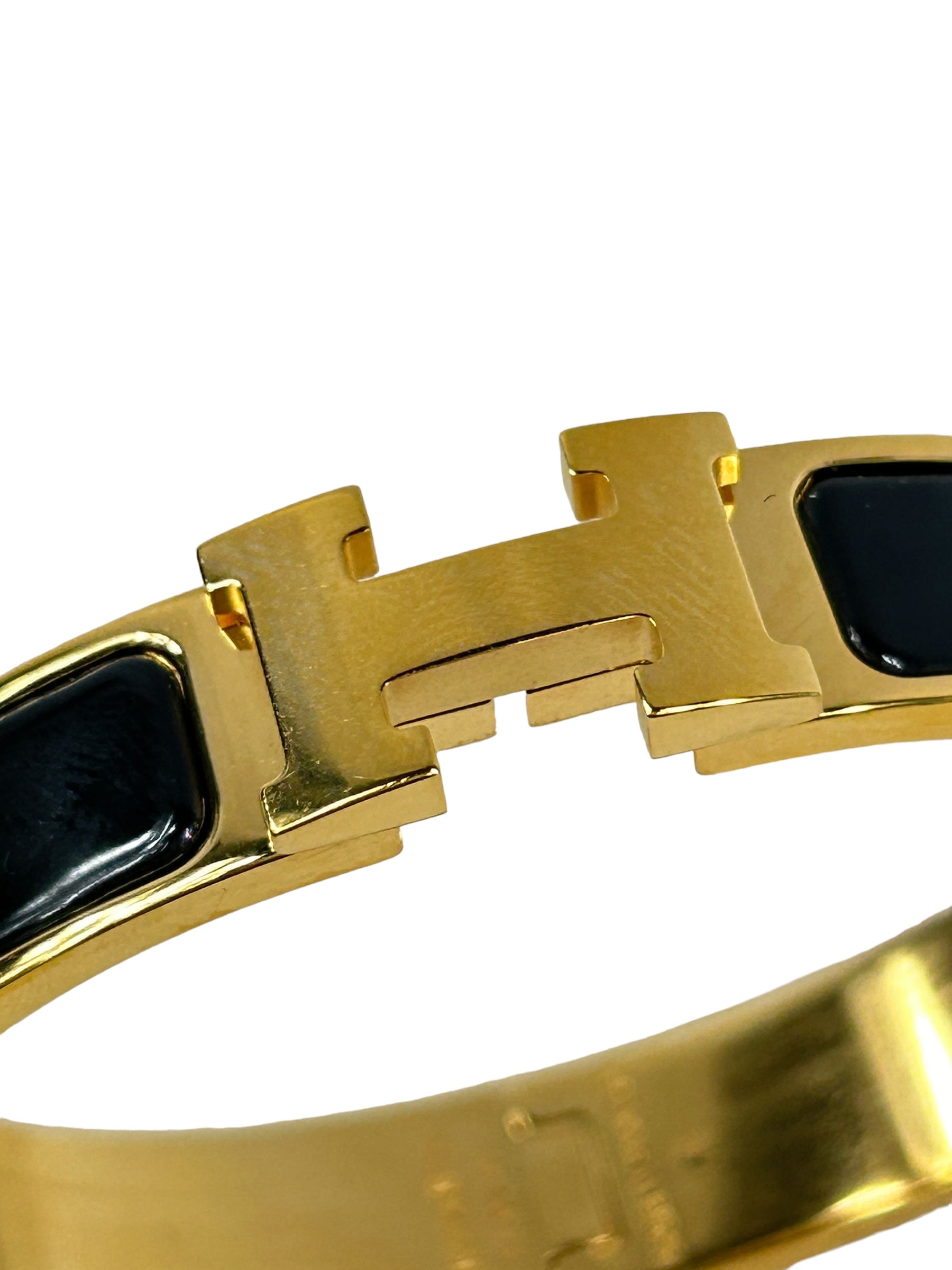 Black Enamel Clic H Gold Plated PM Bracelet