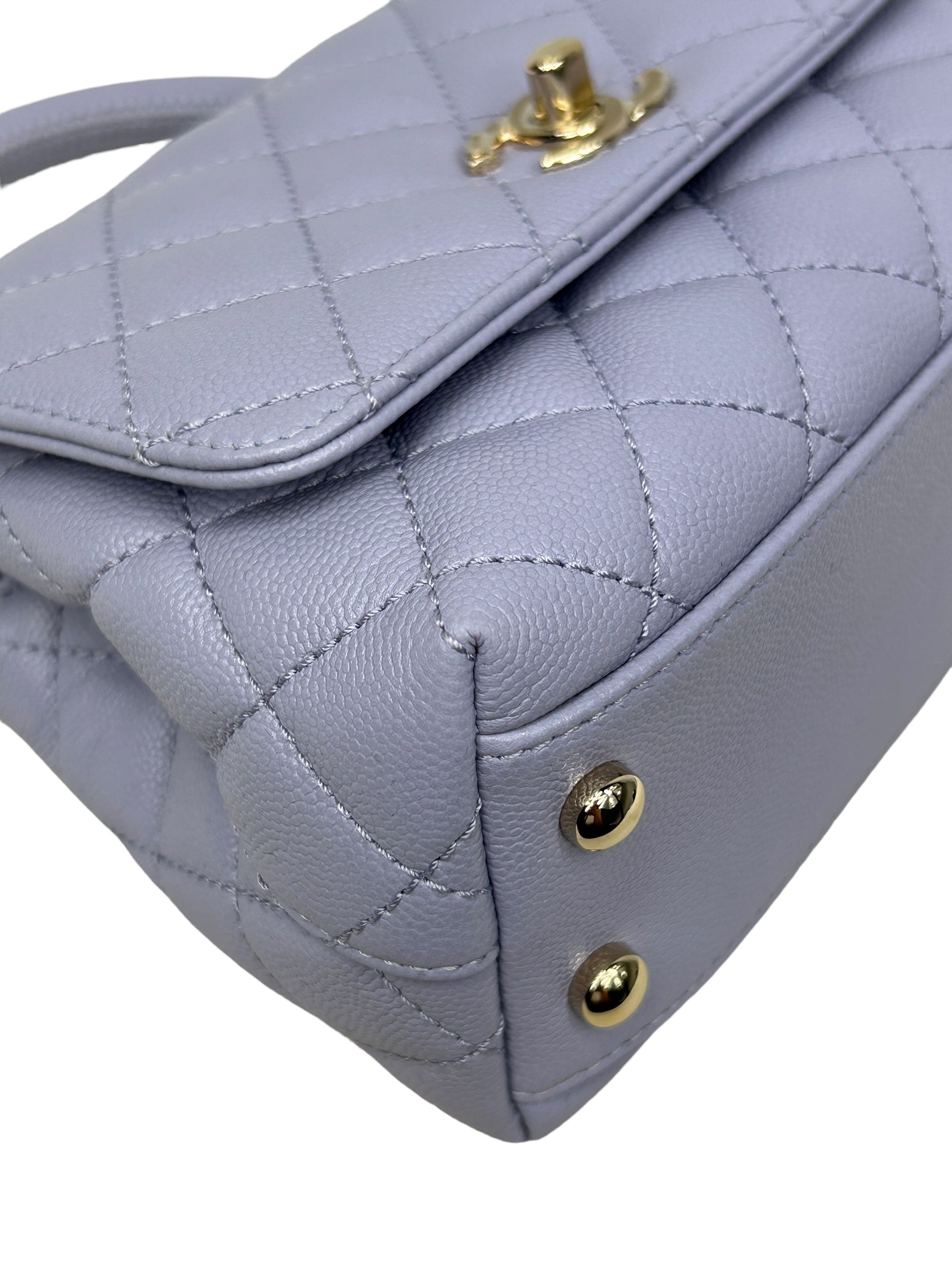 Light Purple Caviar Quilted Coco Mini Top Handle Flap Bag W/LGHW