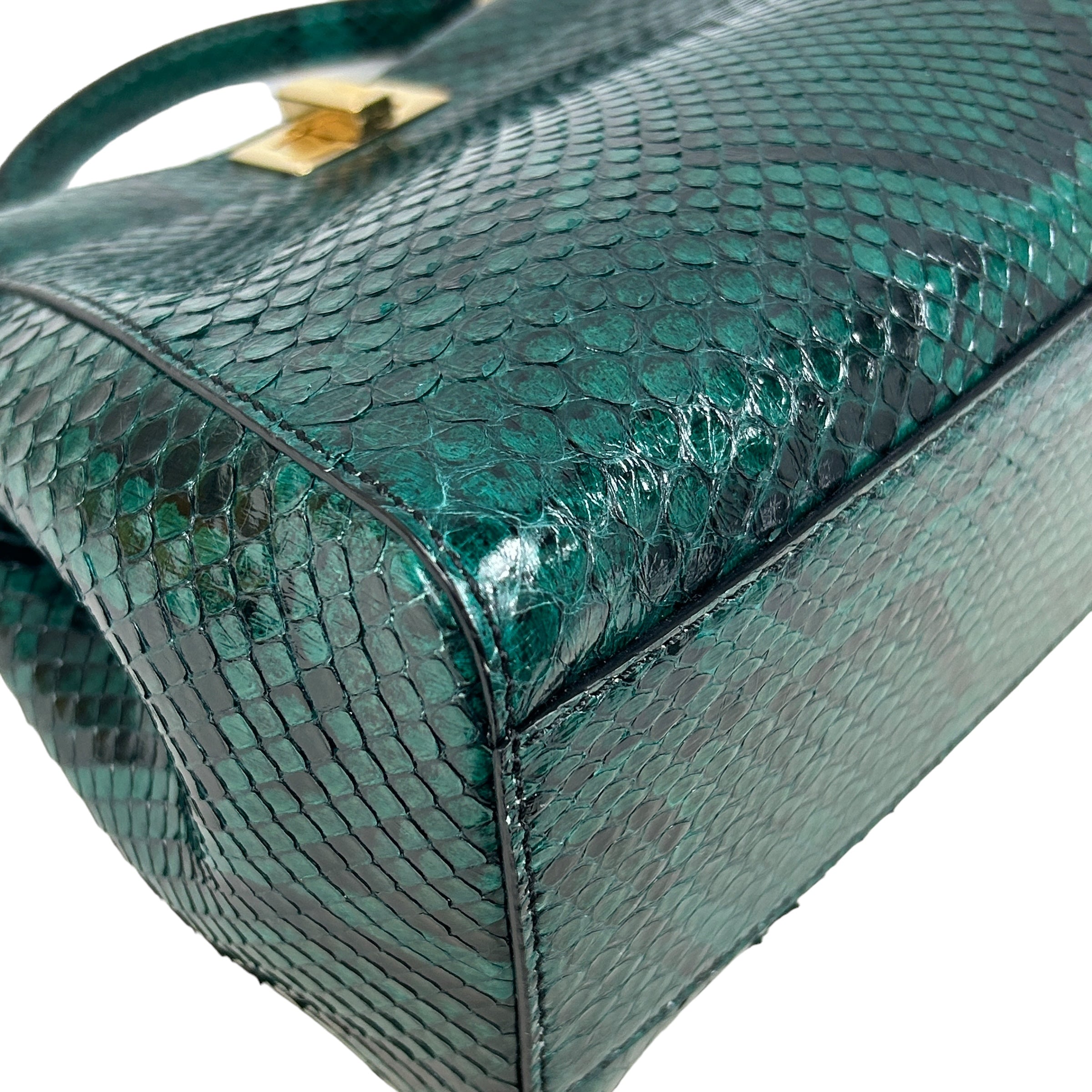 Emerald Green Python Mini Peekaboo Crossbody Bag w/GHW