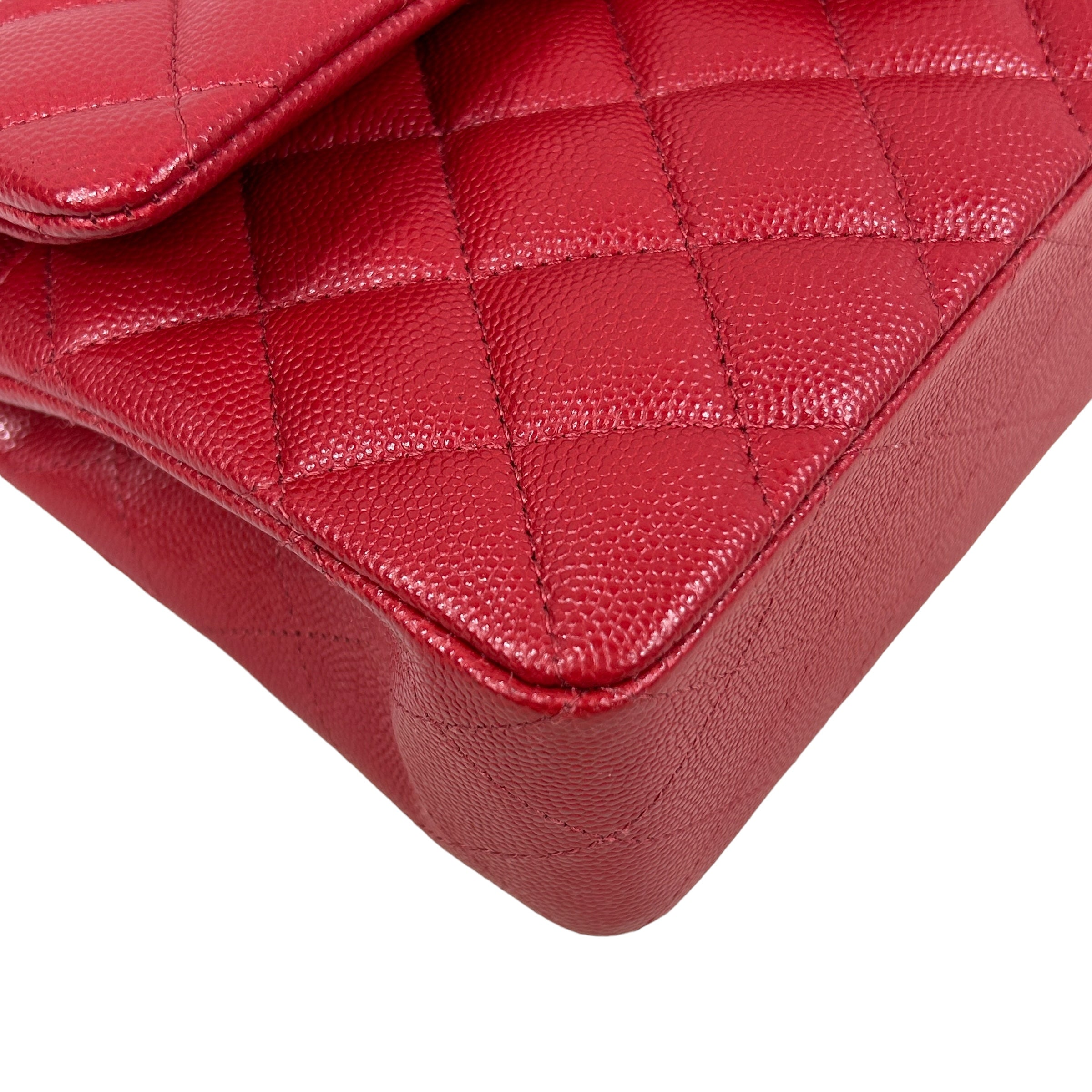 Red Caviar Quilted Small Classic Double Flap w/GHW-ON LAYAWAY