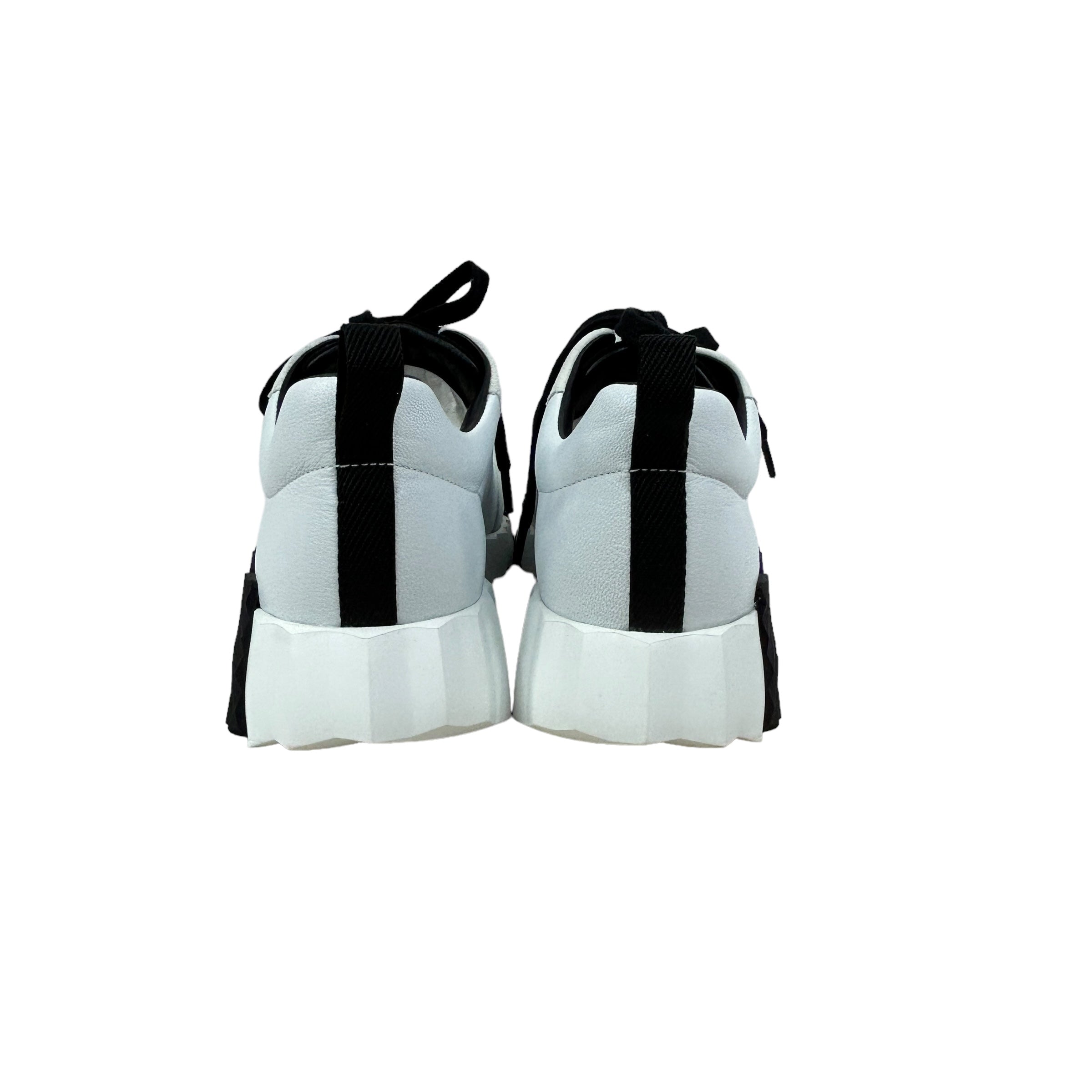 White/Black Suede/ Grained Goatskin Bouncing Sneakers