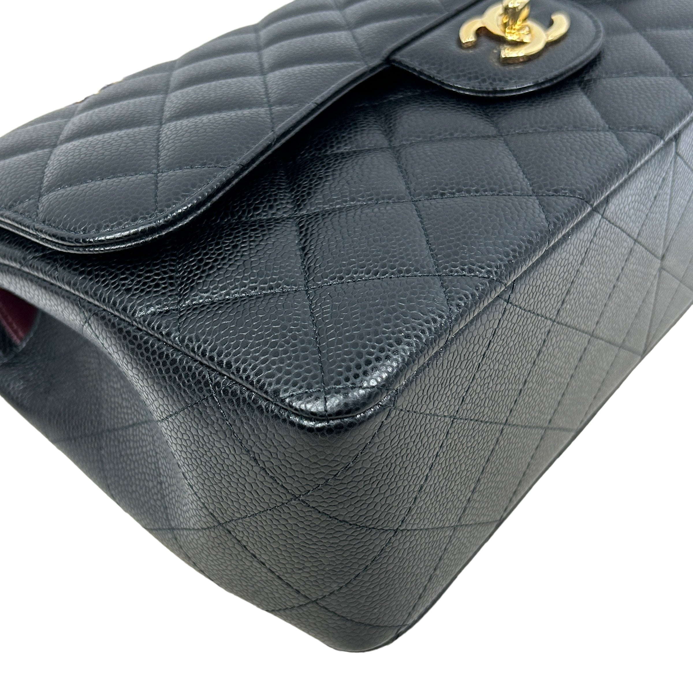 Black Caviar Double Flap Jumbo W/GHW