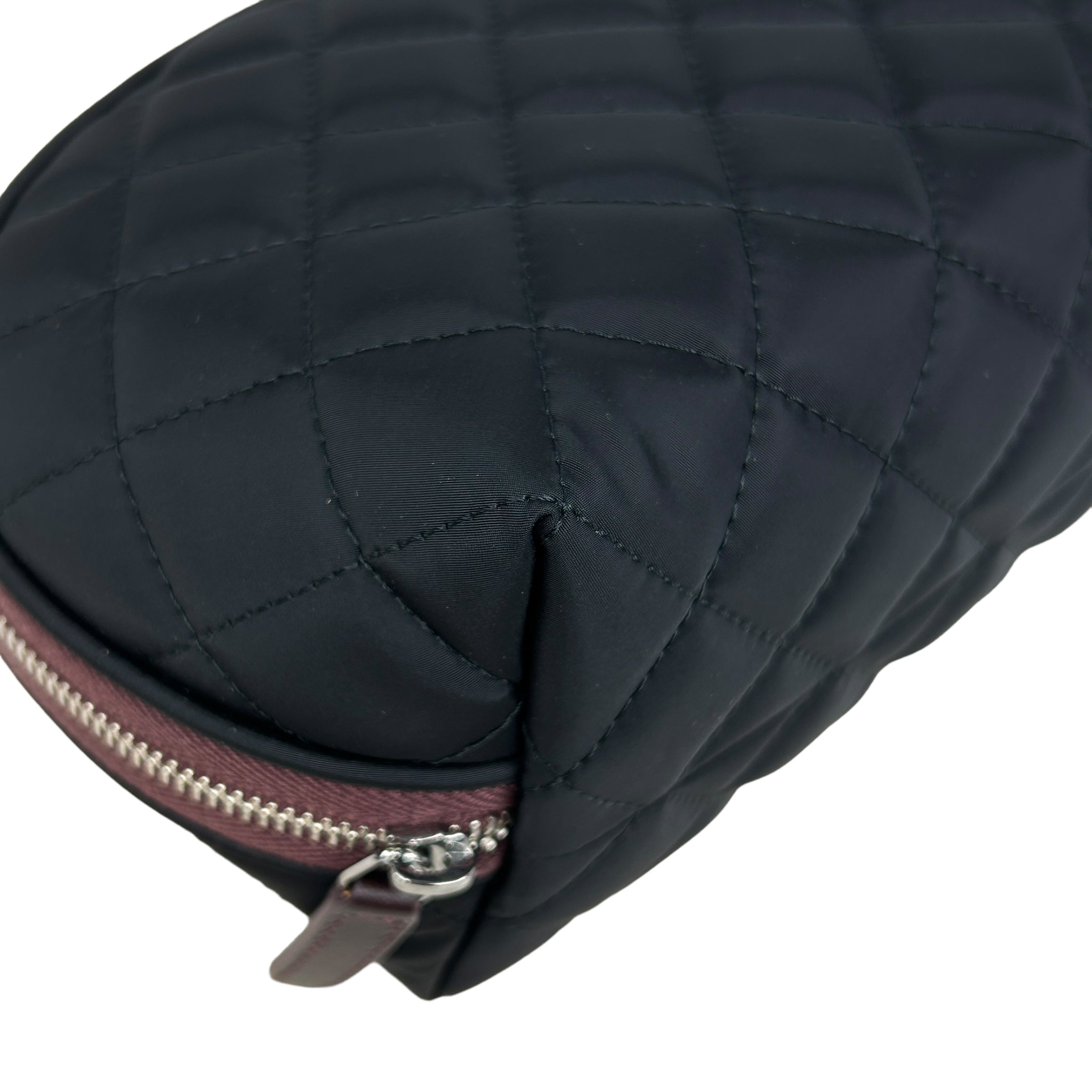 Black Nylon Quilted CC Cosmetic Pouch w/SHW