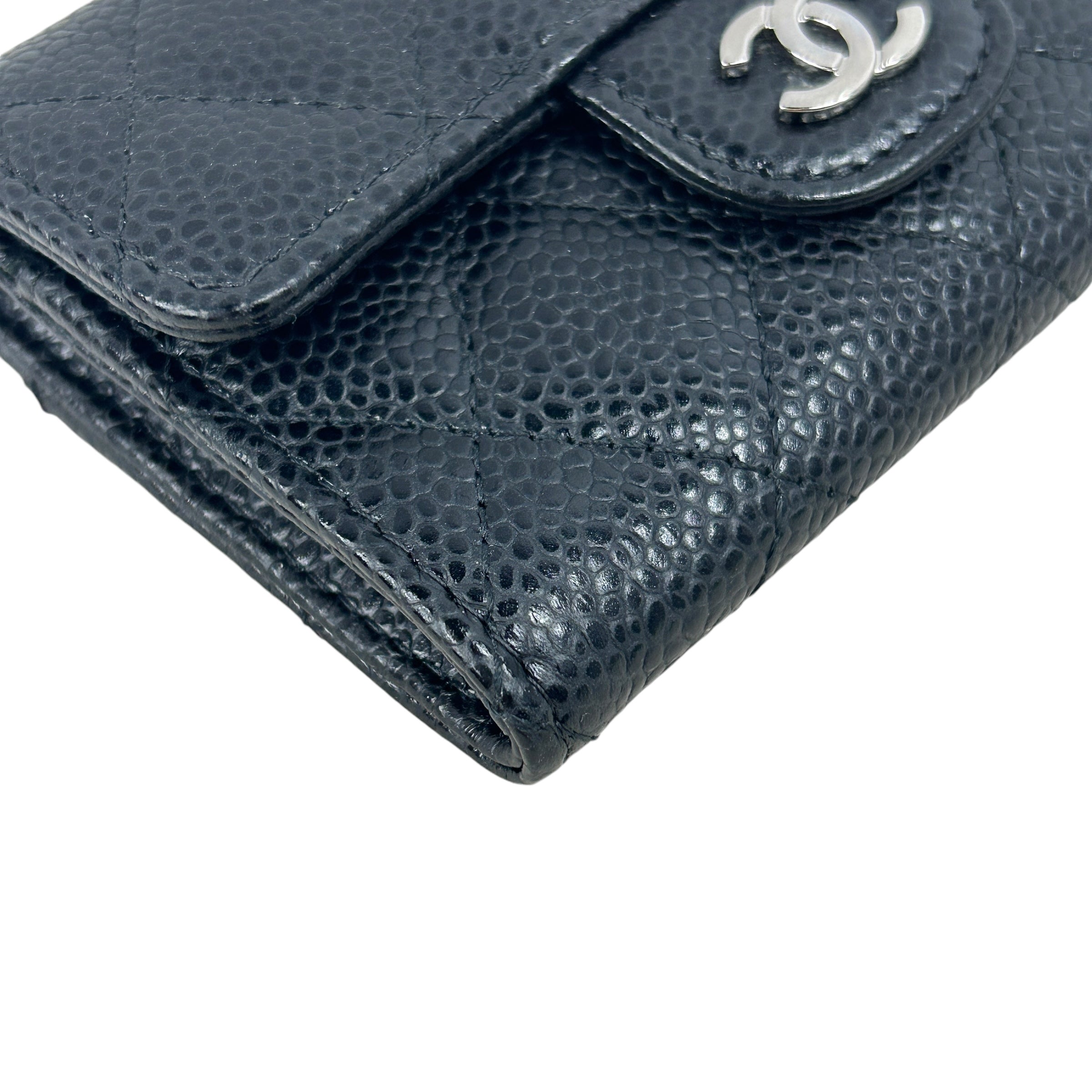 Black Caviar Quilted Cardholder w/SHW