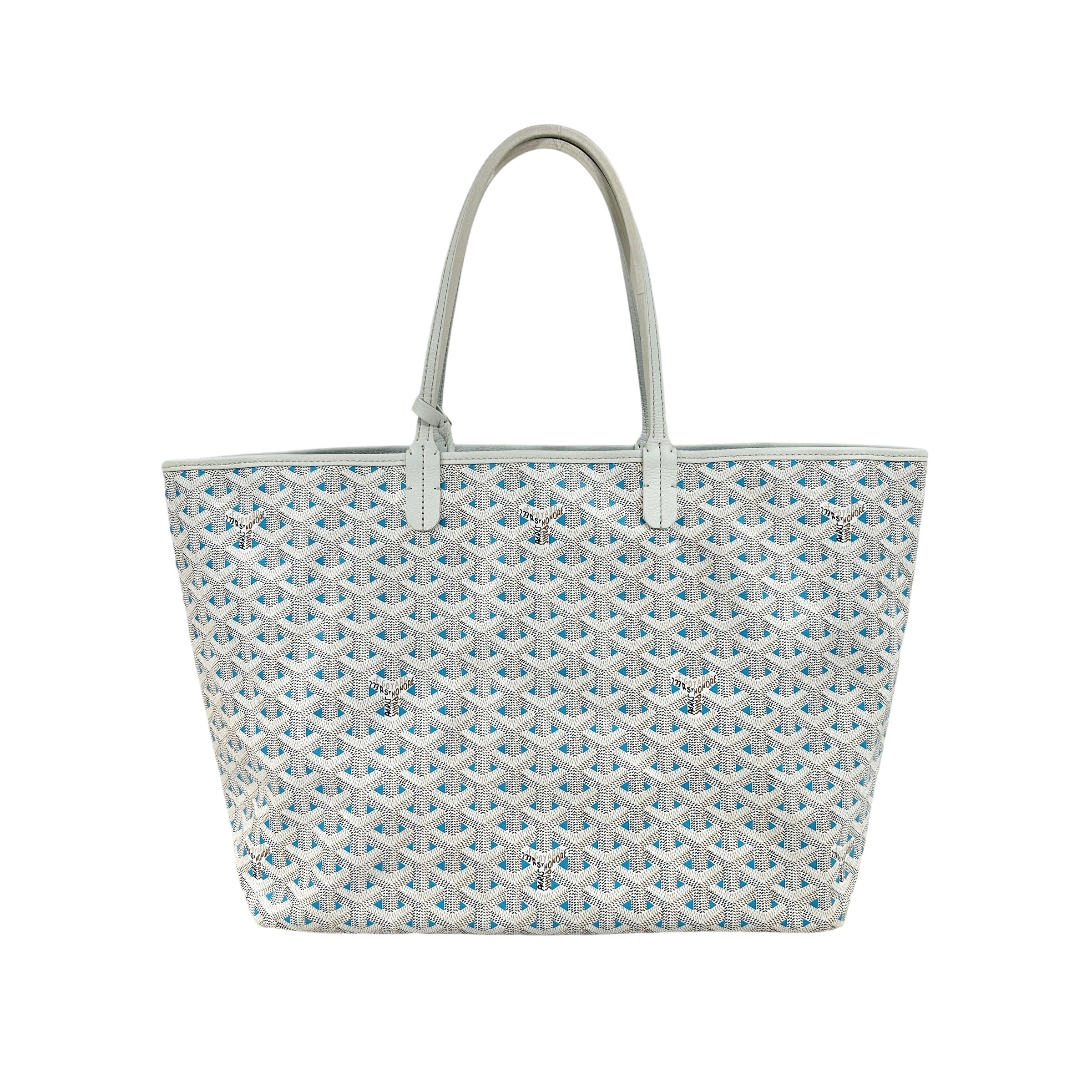 Limited Edition Blue and White Goyardine Canvas and Calfskin Saint Louis Claire-Voie PM Tote