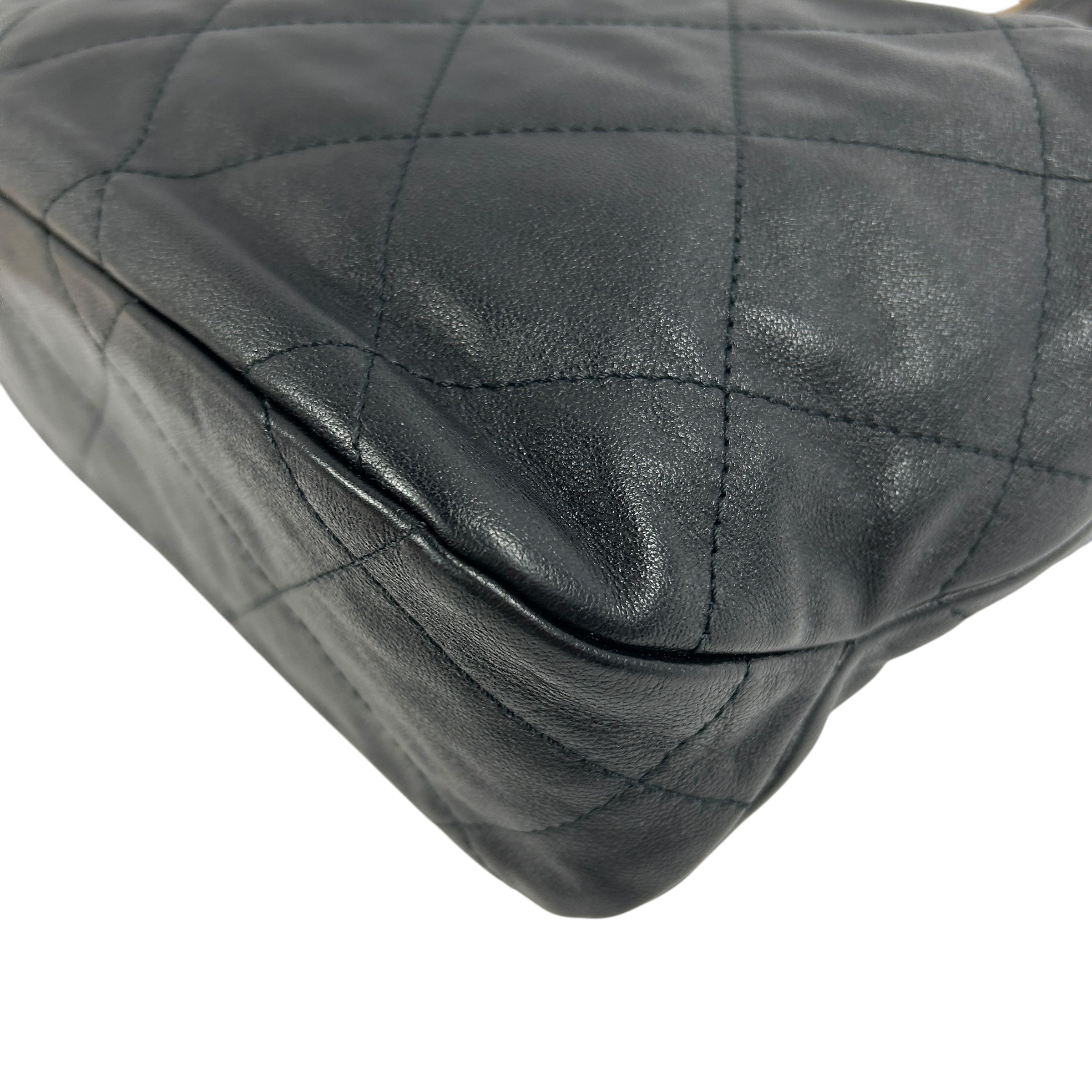 Black Lambskin Quilted Small Shoulder Bag w/AGHW