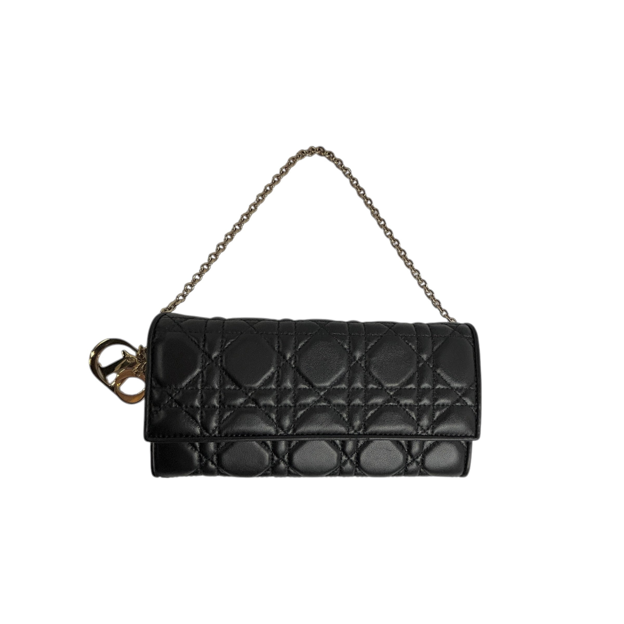 Black Quilted Cannage Leather Lady Dior Wallet