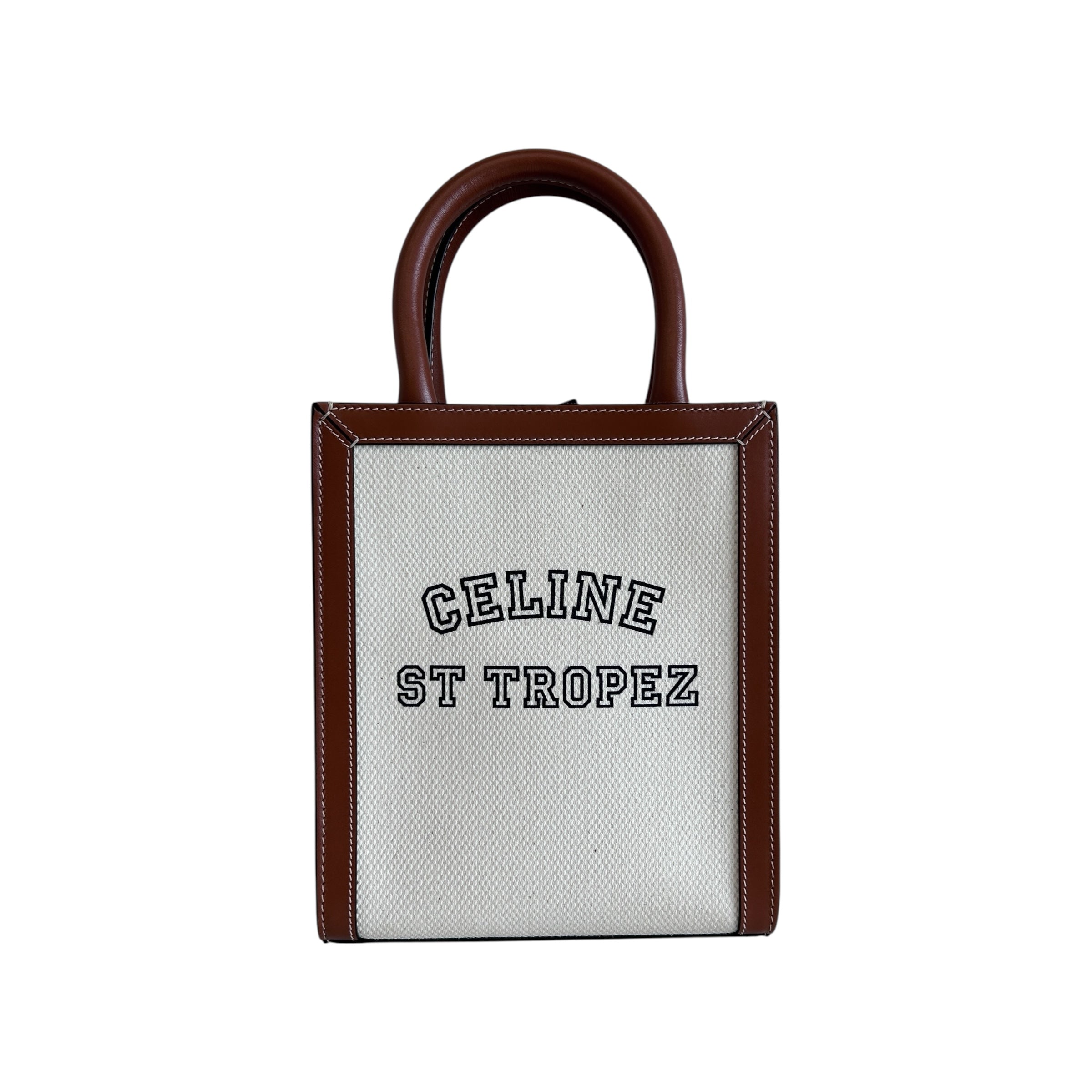 St. Tropez Vertical Canvas/Leather Mini Tote w/GHW