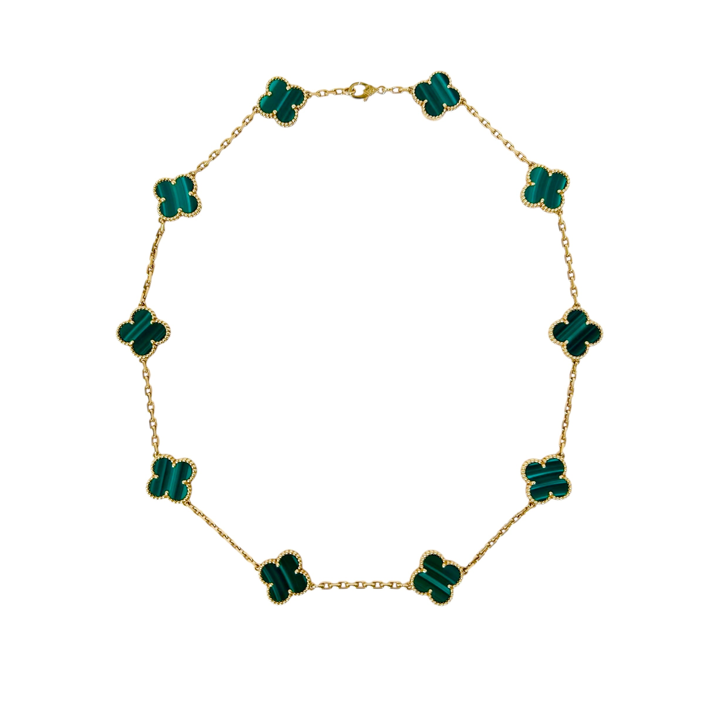 Malachite Vintage Alhambra 10-Motif Necklace w/18K GHW