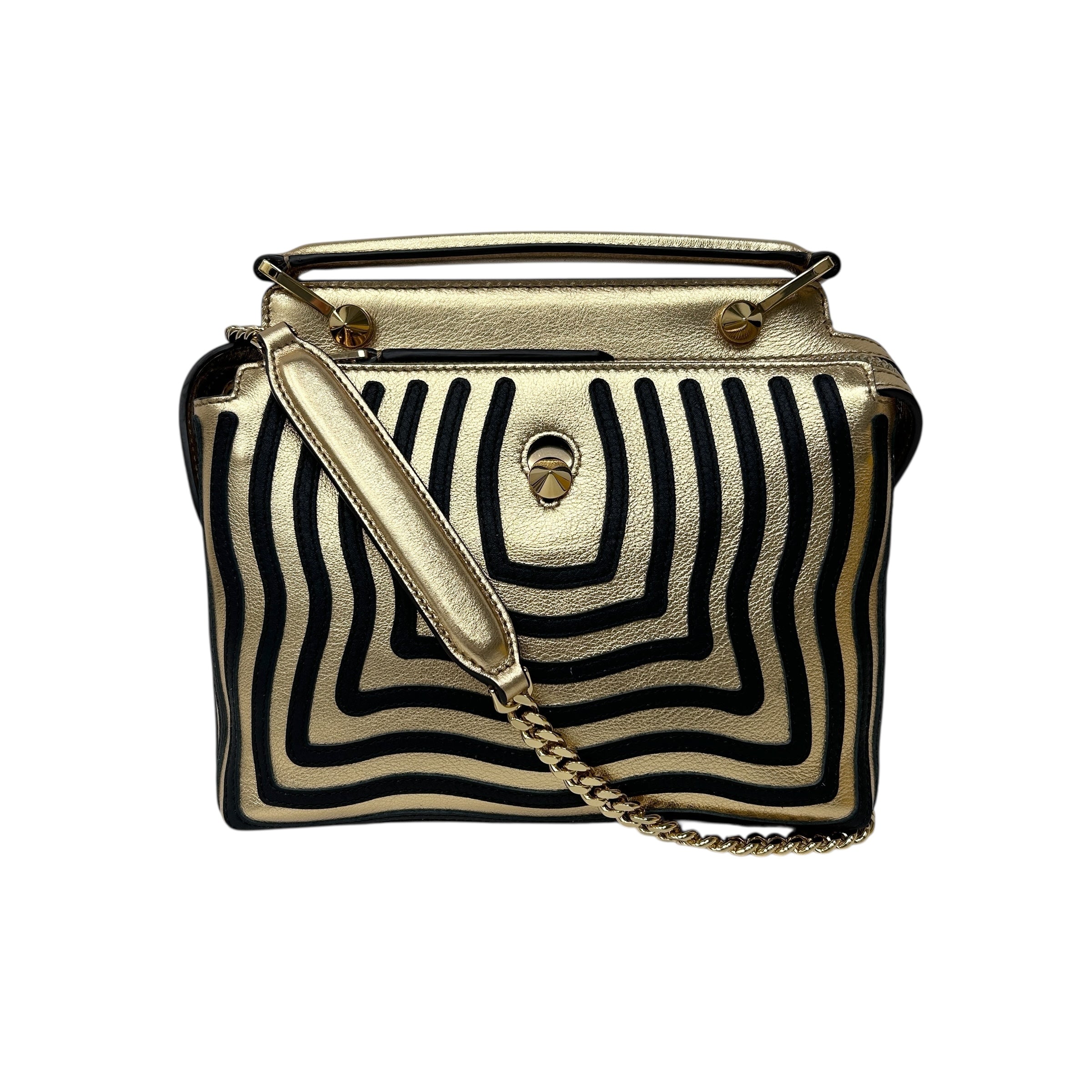 Gold Metallic Leather Hypnotic Dotcom Small Two-way Bag w/GHW