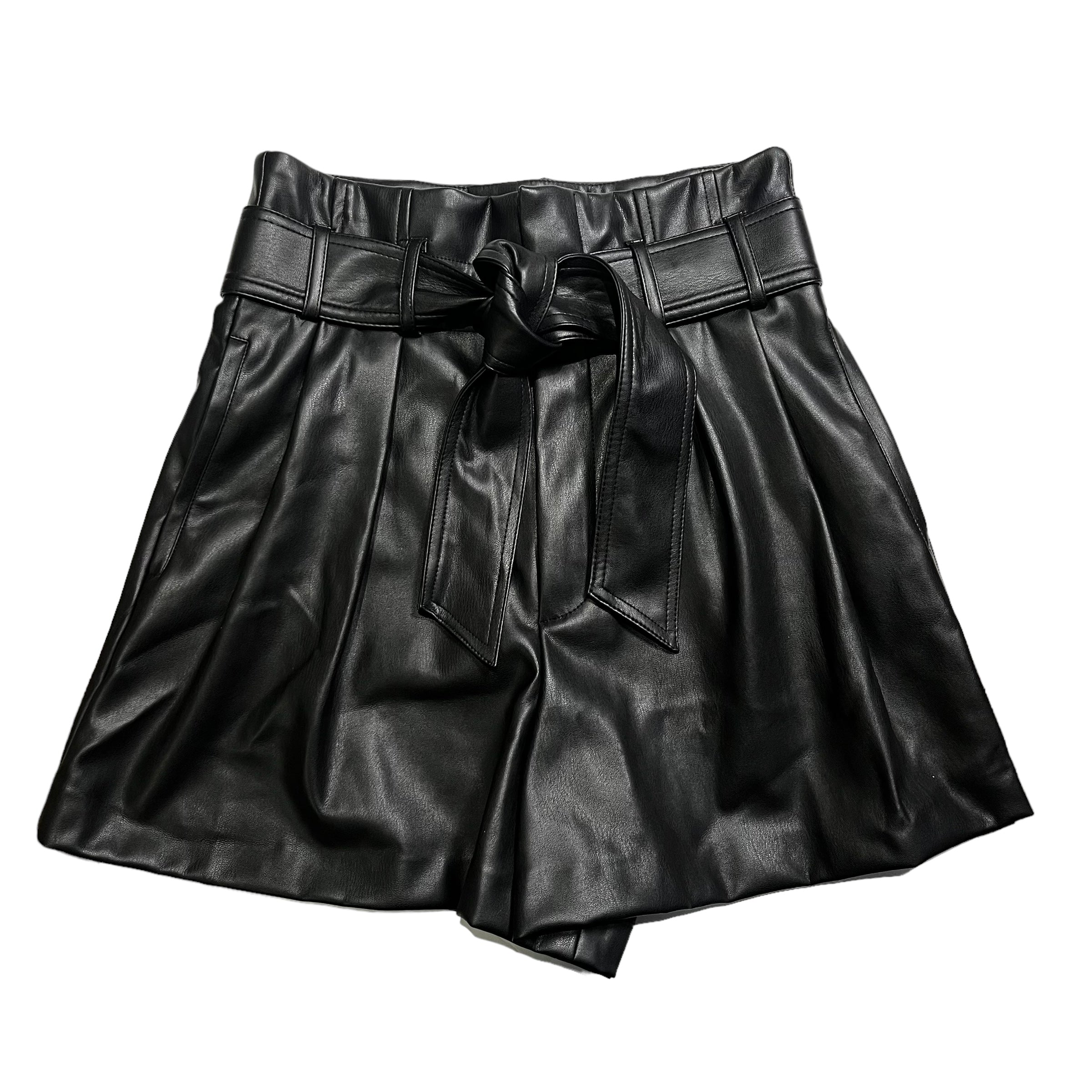 ZARA Faux Leather High Waisted Belted Shorts