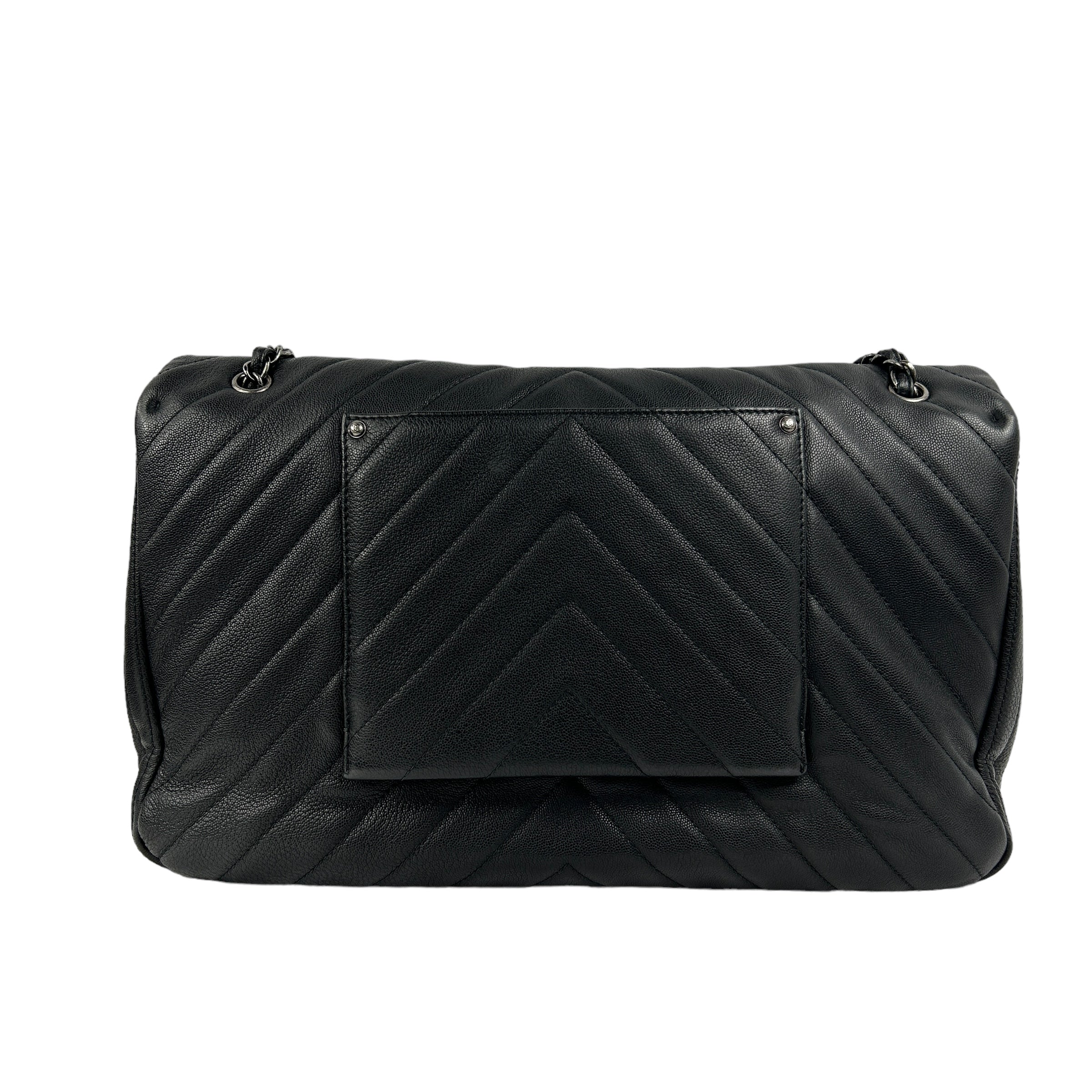 Black Chevron XXL Airline Flap Bag