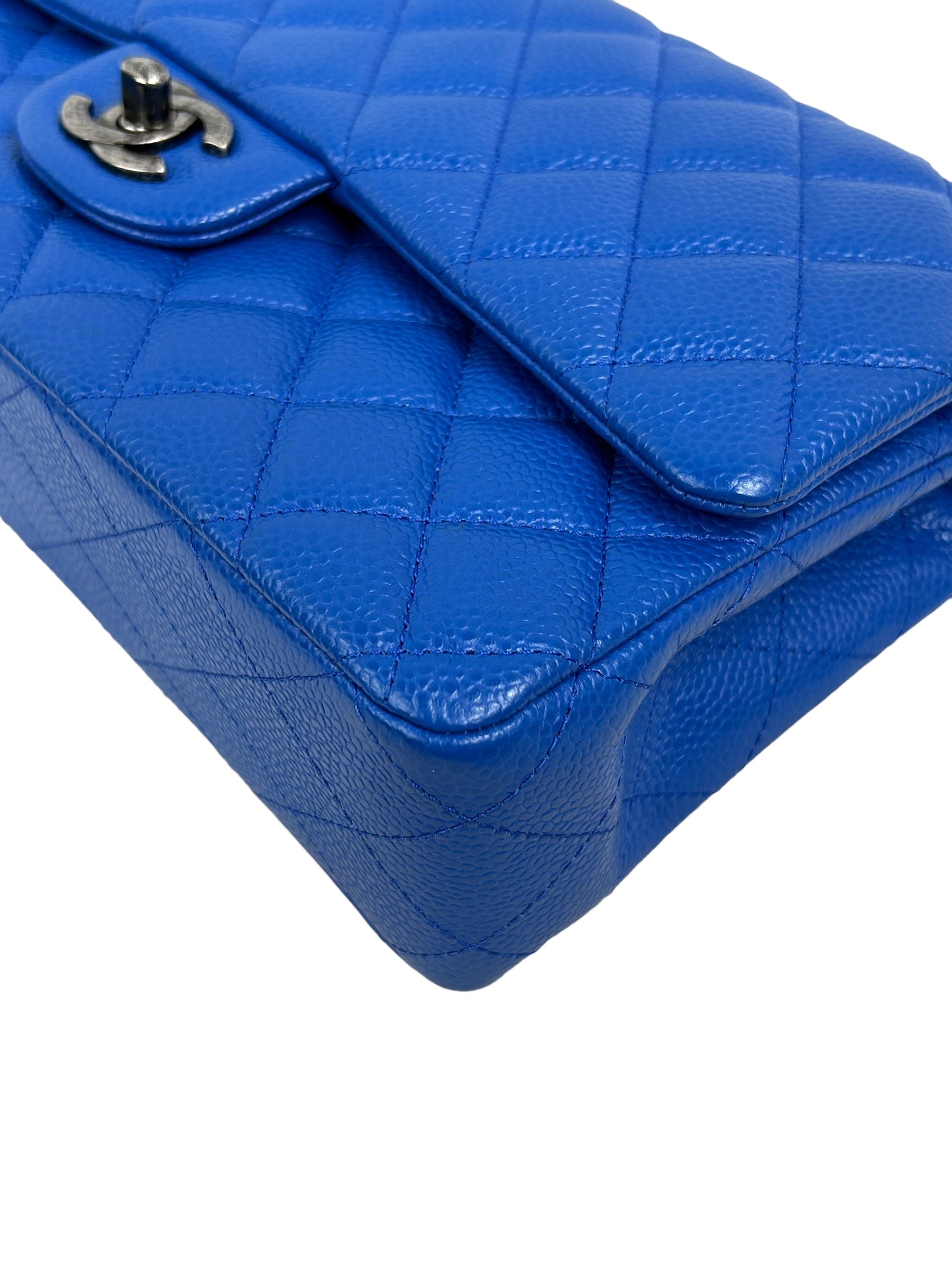 Cobalt Blue Caviar Medium Double Flap w/RHW