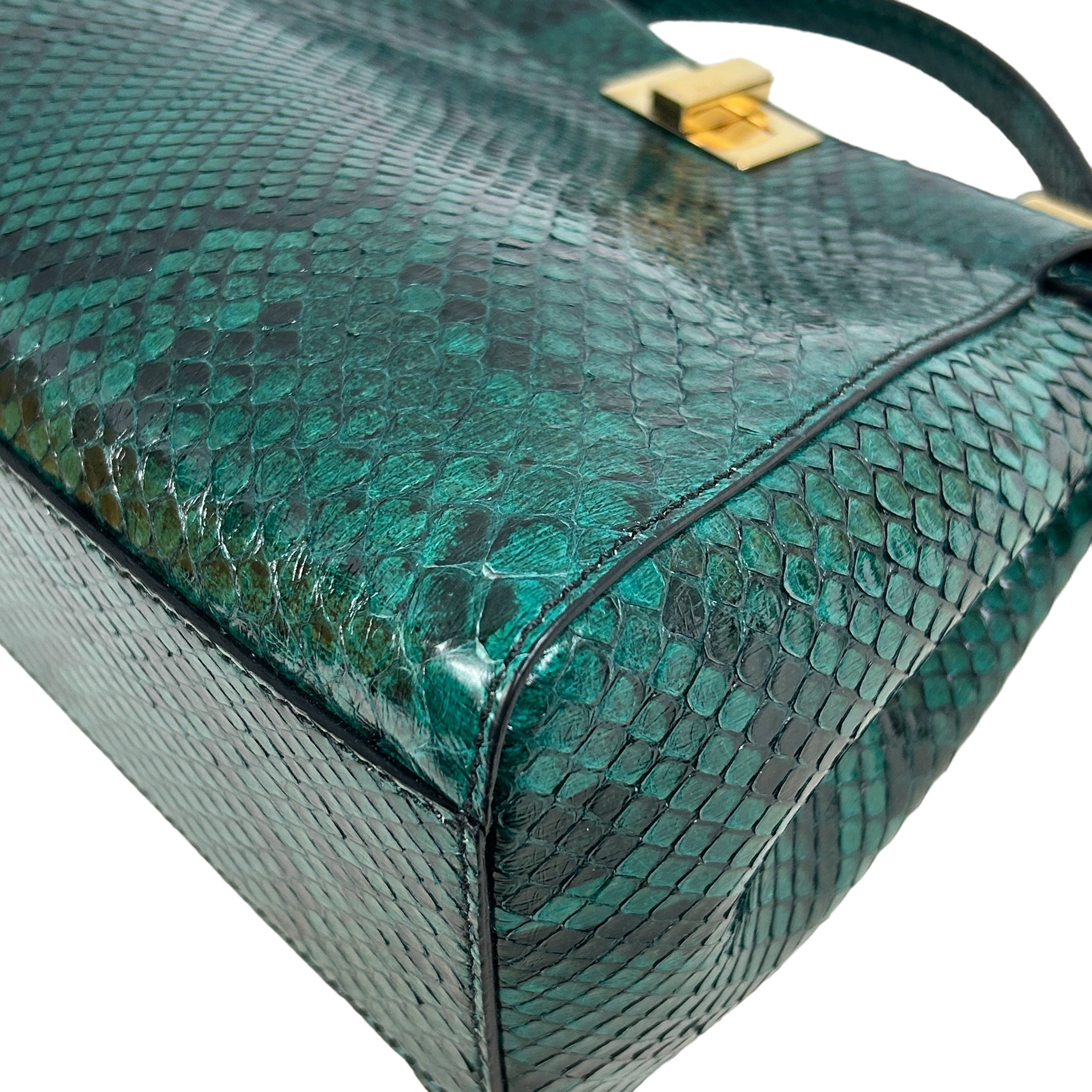 Emerald Green Python Mini Peekaboo Crossbody Bag w/GHW