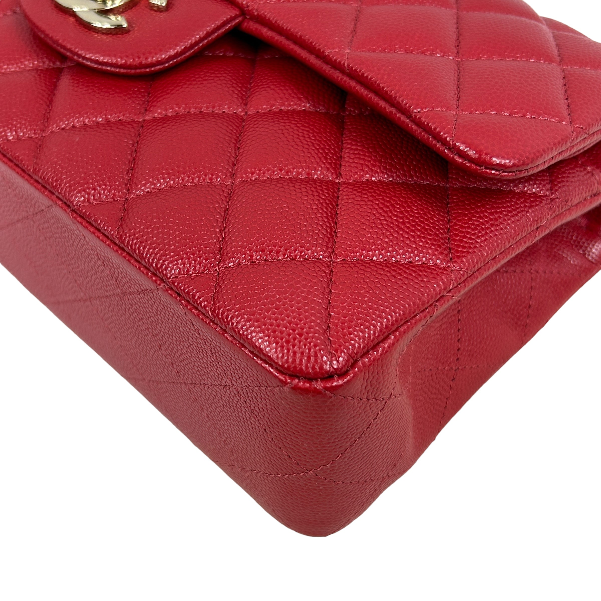 Red Caviar Quilted Small Classic Double Flap w/GHW-ON LAYAWAY