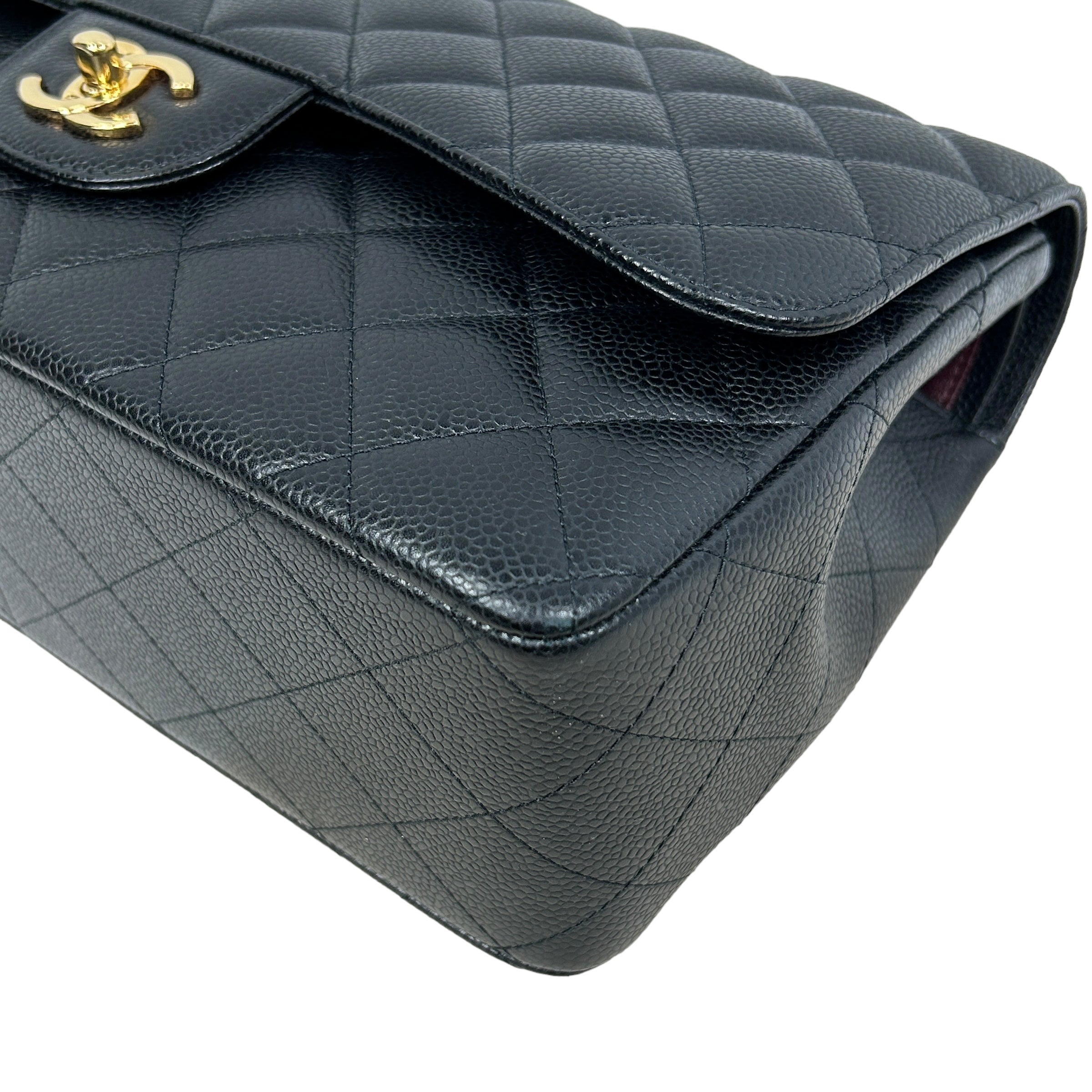 Black Caviar Double Flap Jumbo W/GHW