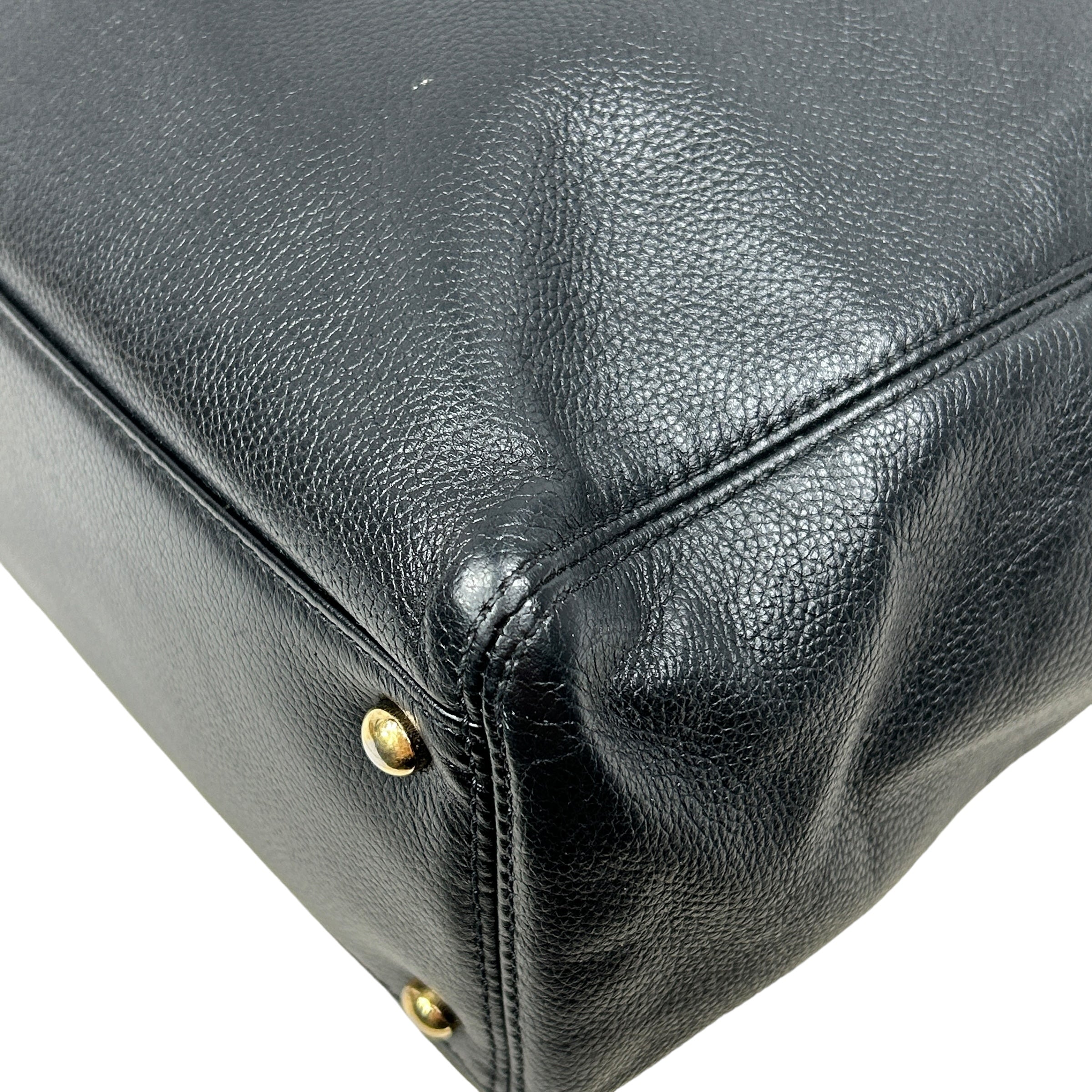 Black Grained Vintage Tote W/GHW