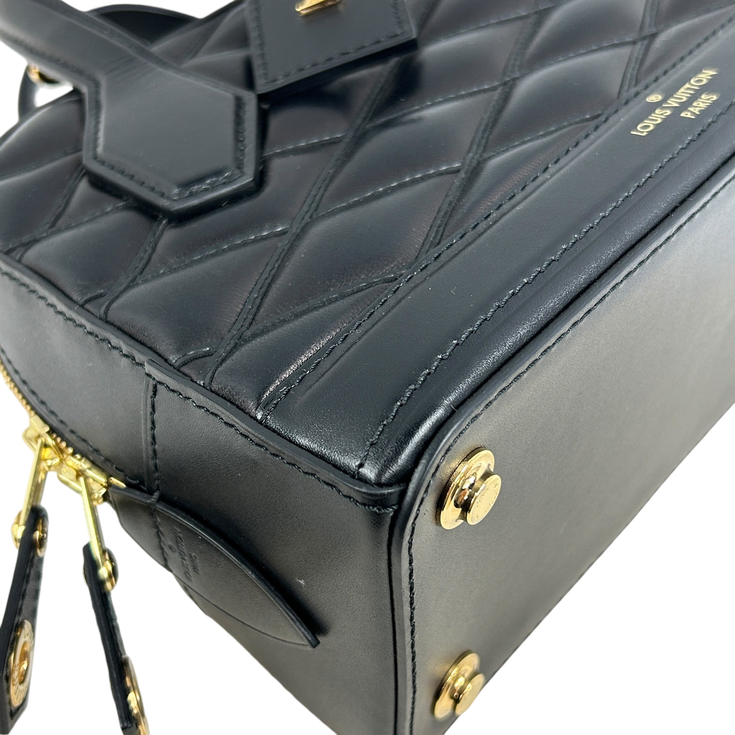 Black Lambskin Leather Malletage Dora BB Bag