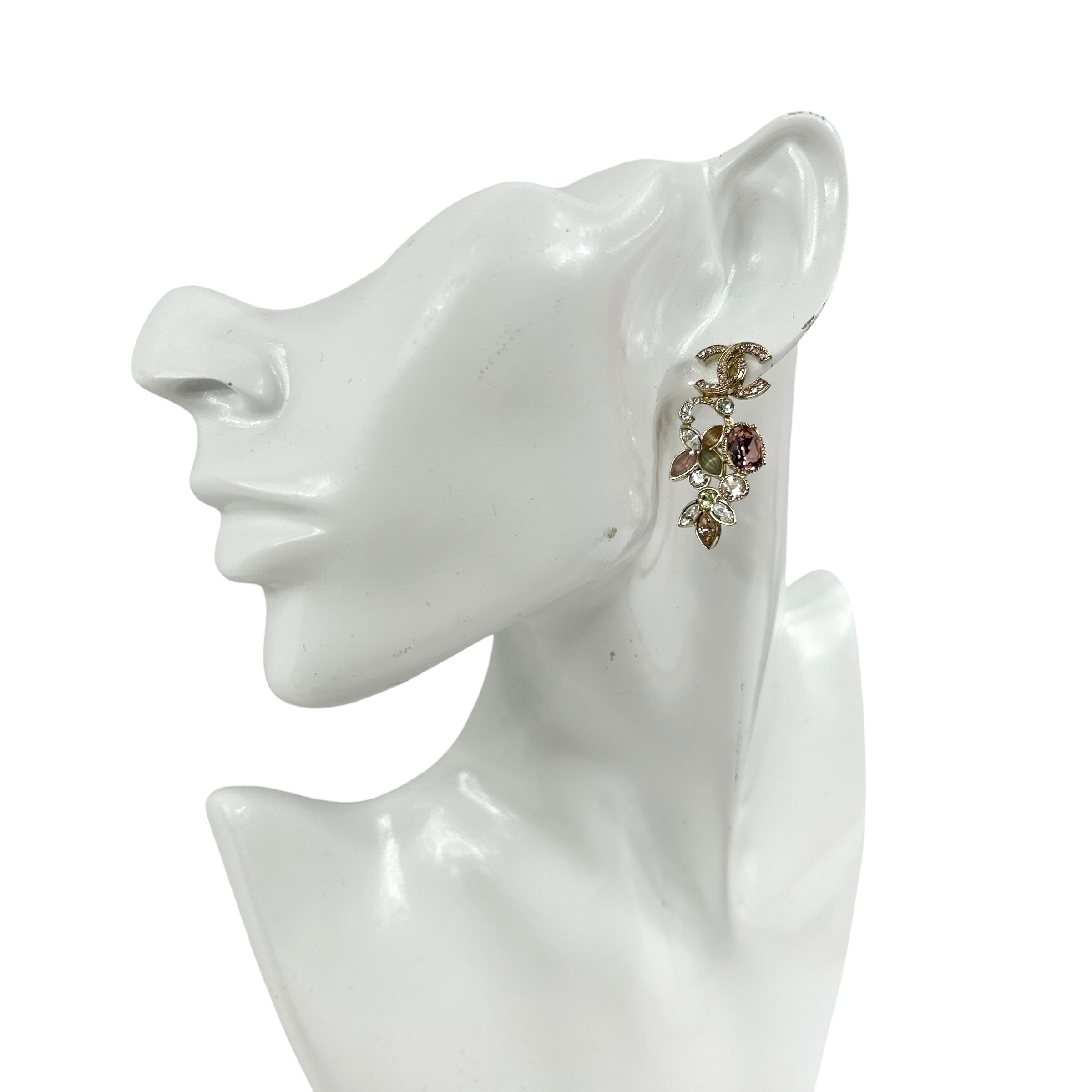 CC Gold Semi- Precious Gemstone Floral Drop Earrings