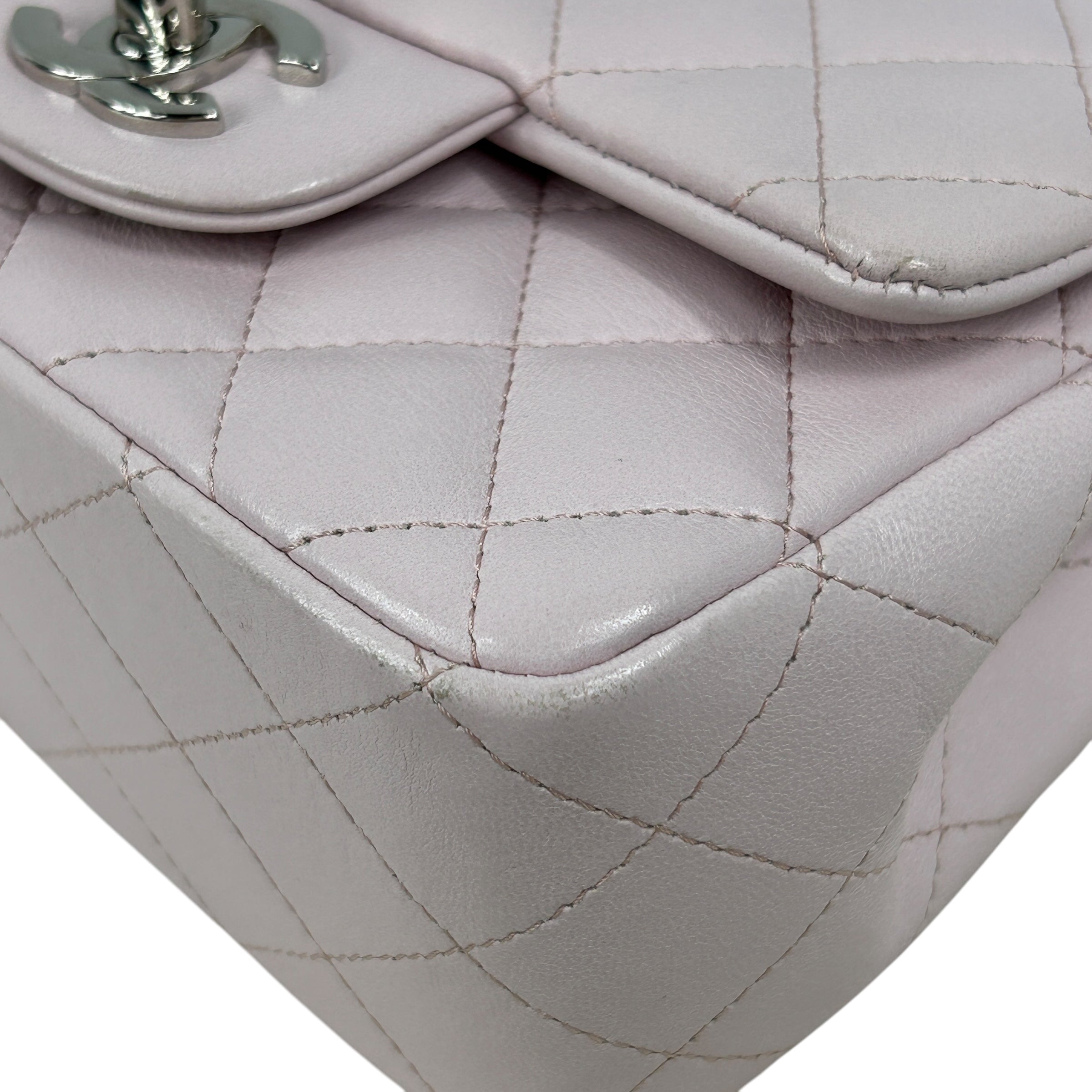 Light Pink Quilted Lambskin Mini Square w/SHW