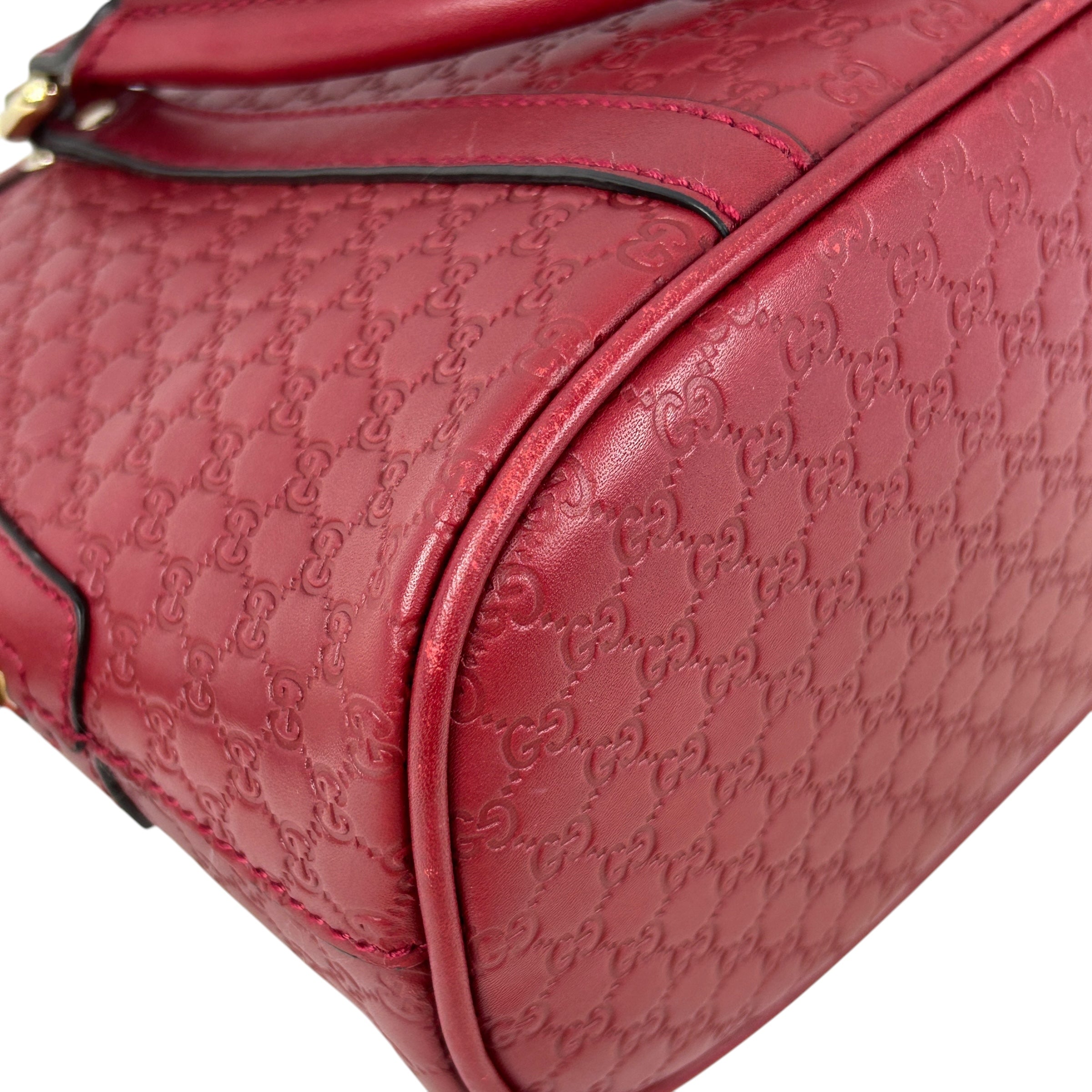 Micro Mini Red Monogram GG Guccissima Leather Dome Top Handle Bag w/ GHW